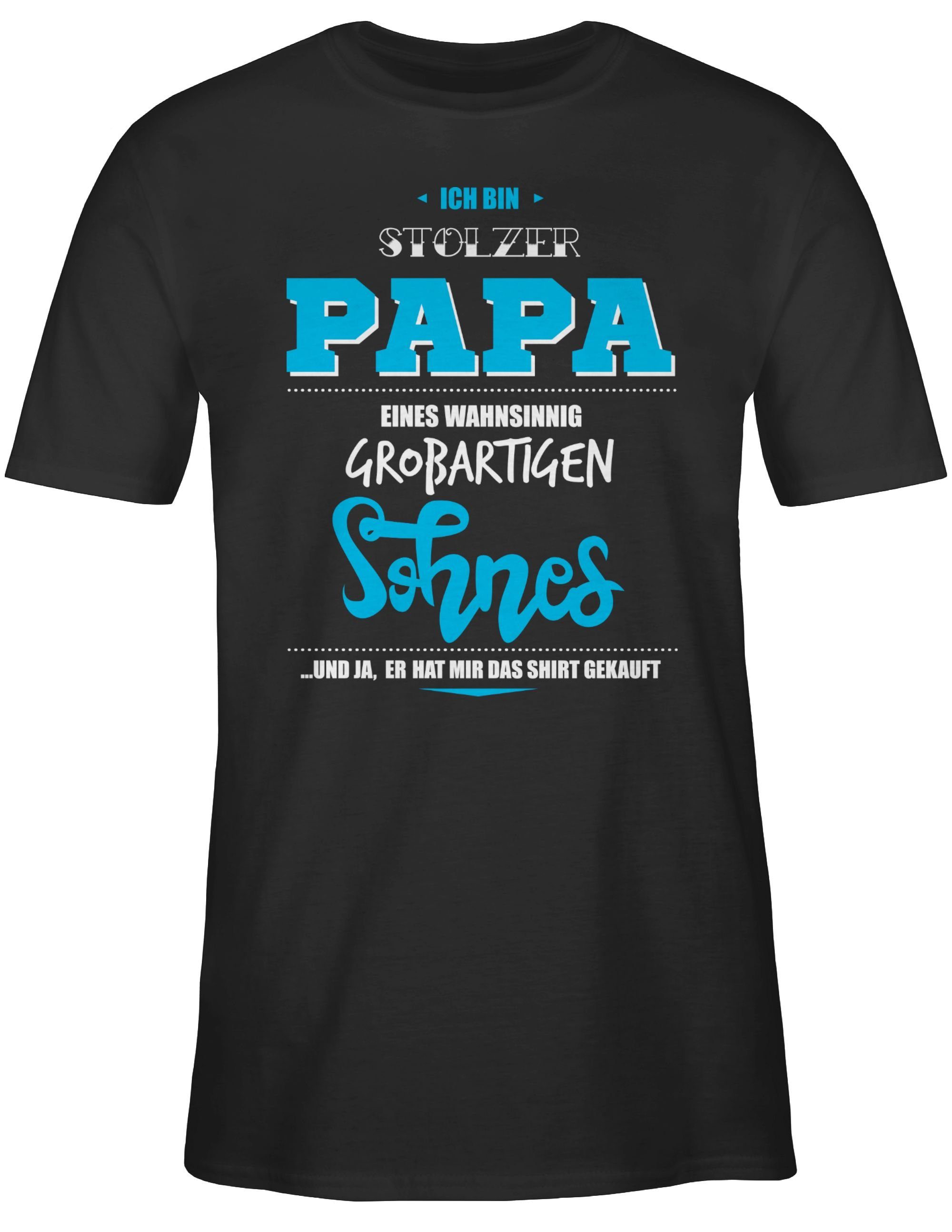 T-Shirt stolzer Vatertag Ich Schwarz Shirtracer eines Papa für 1 Papa wahnsinnig bin Geschenk großartigen Sohnes