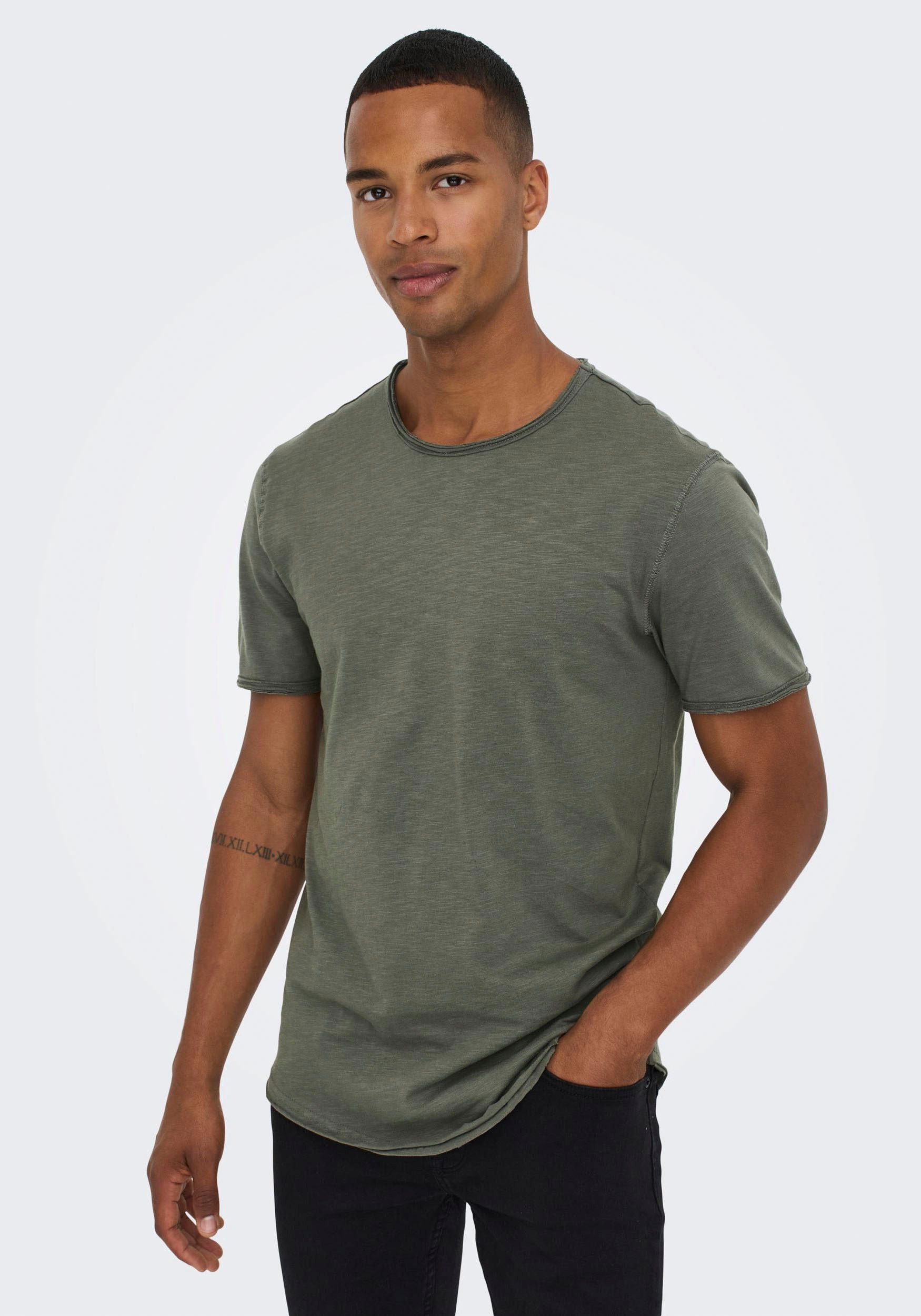 ONLY & SONS ONSBENNE NOOS 7822 Castor TEE NF SS Gray LONGY Rundhalsshirt