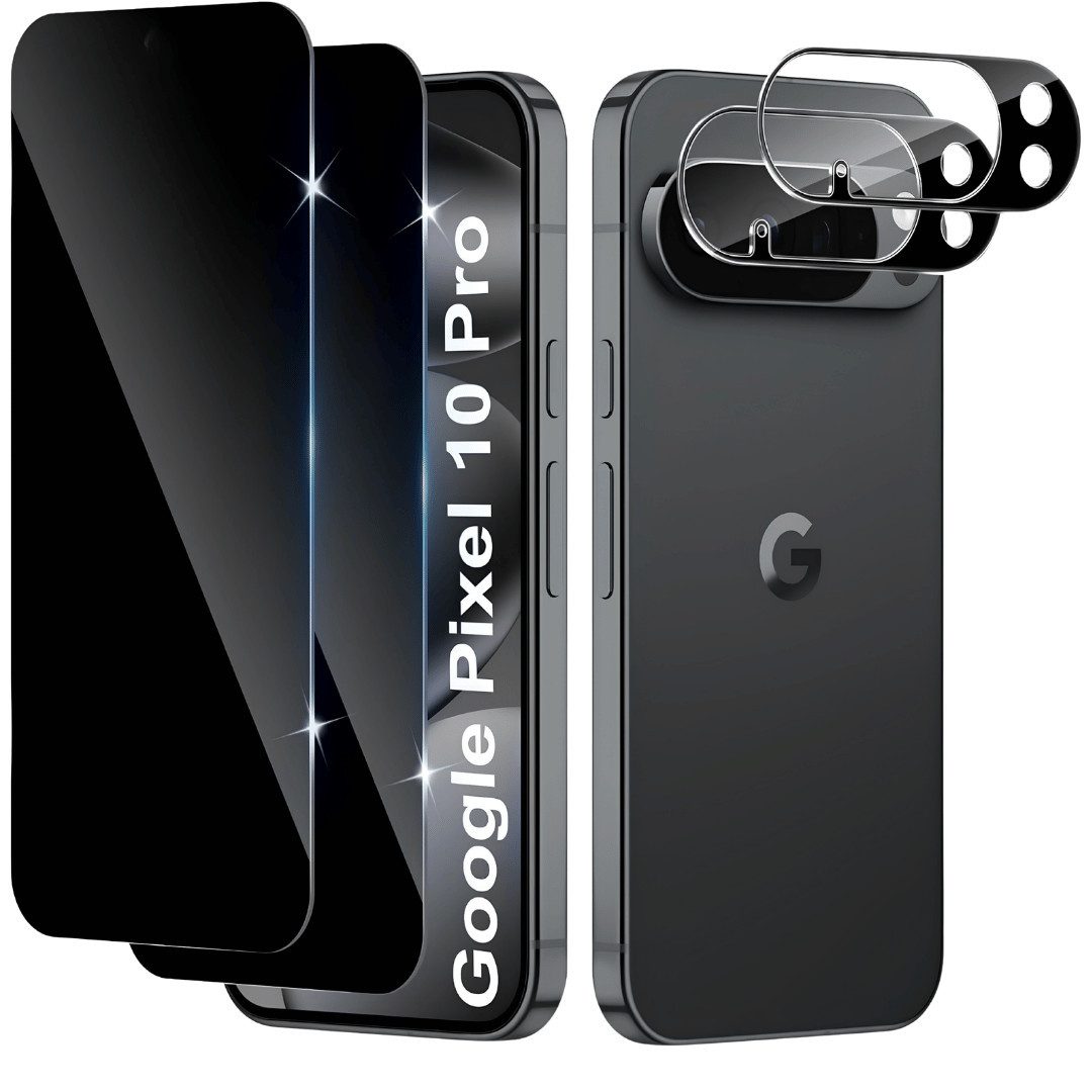 SmartUP Displayschutzglas 2X Schutzglas für Google Pixel 10 Pro Blickschutz Display Kamera Full für Google Pixel 10 Pro, 4 Stück, Anti-Spy, Blickschutz, Privacy