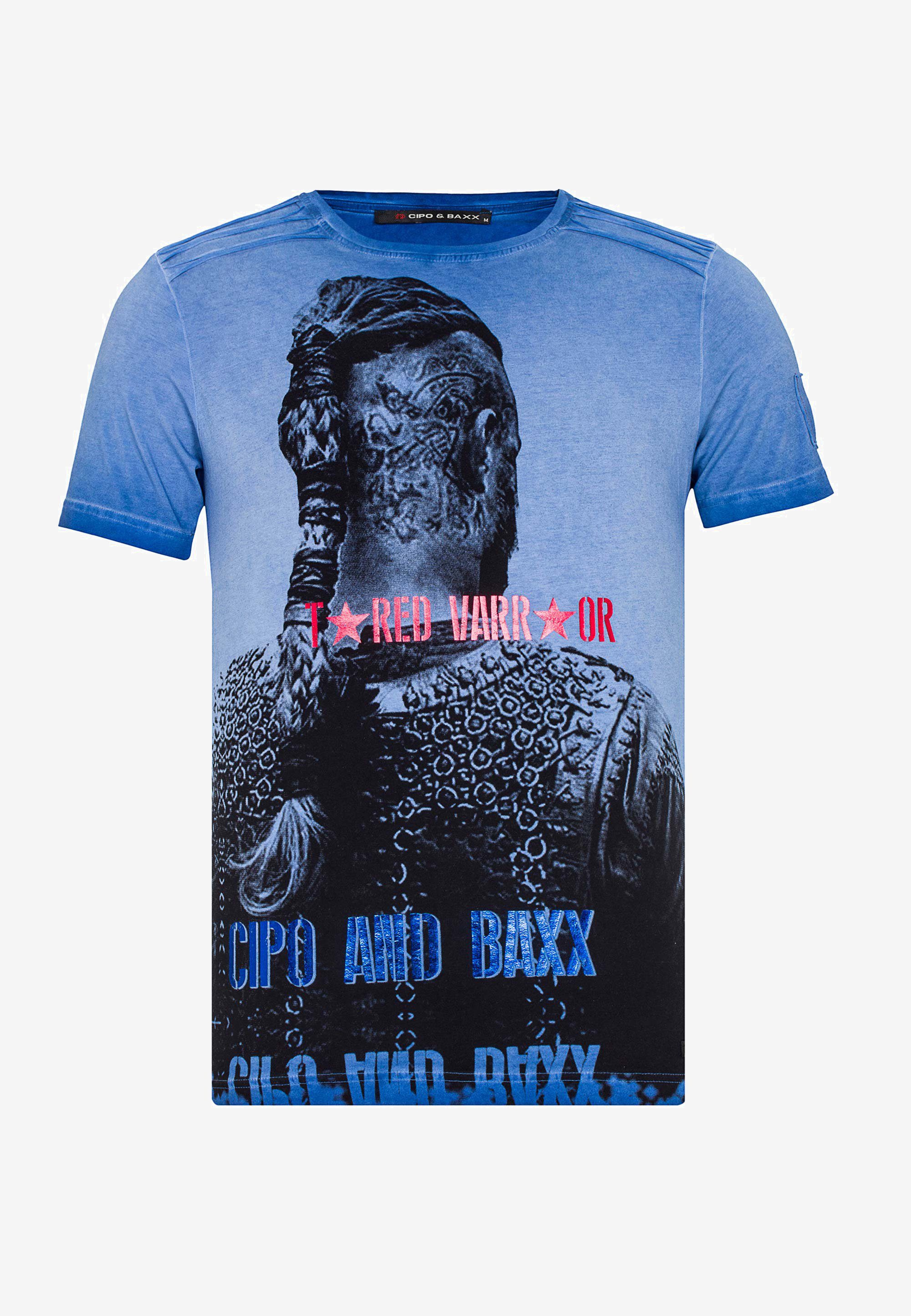 Cipo & Baxx T-Shirt mit Allover Print blau