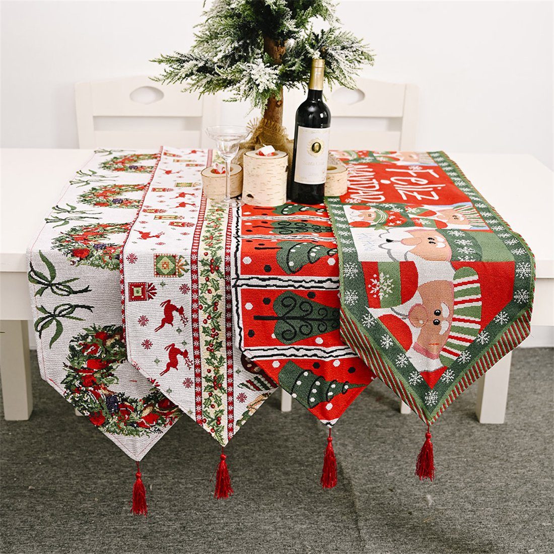 Weihnachtliche Tischdekoration DÖRÖY festliche Tischfahne Tischläufer, Tischläufer
