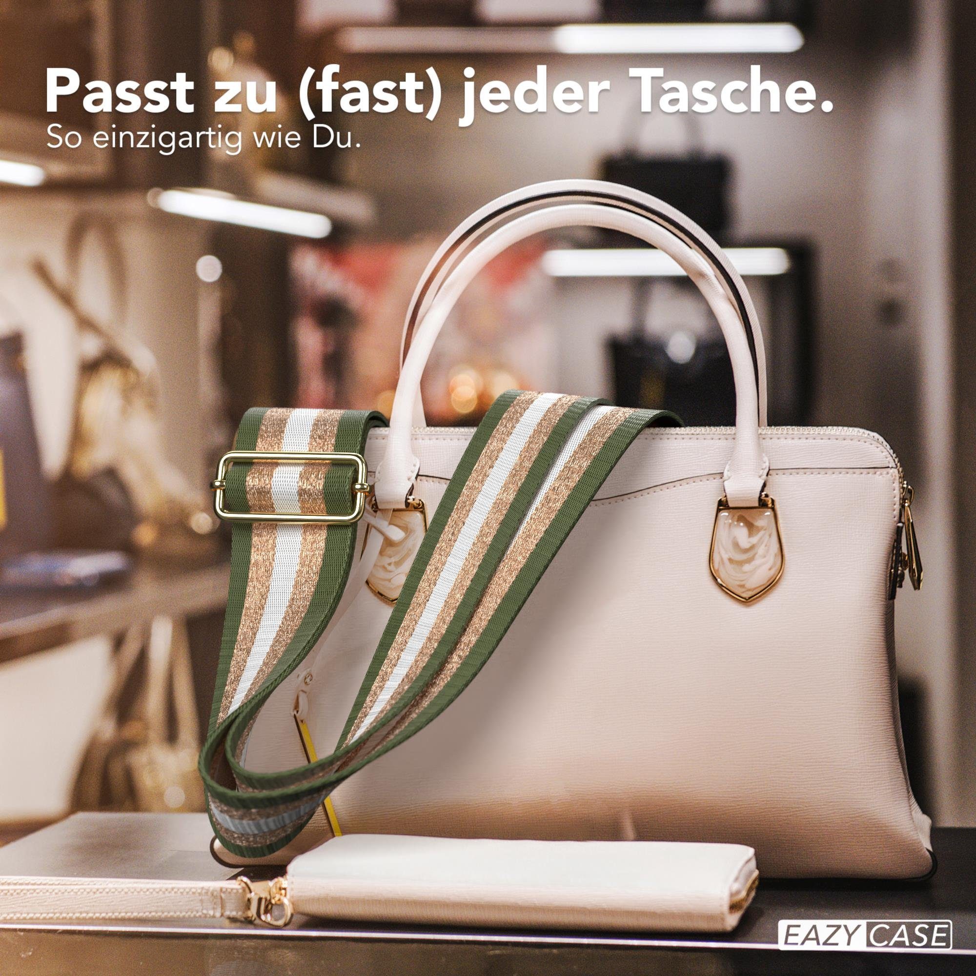 EAZY CASE Schulterriemen Schultergurte für Taschen gemustert Schulterriemen Taschenband Schultergurt zum Wechseln Tasche Gold Grün – Bild 4 von 5
