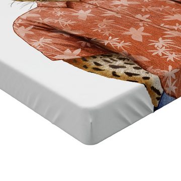 Spannbettlaken Soft Dekorativer Stoff Bettwäsche Rund-um Elastischer Gummizug, Abakuhaus, Leopard Tier in einem Sommer-Hemd