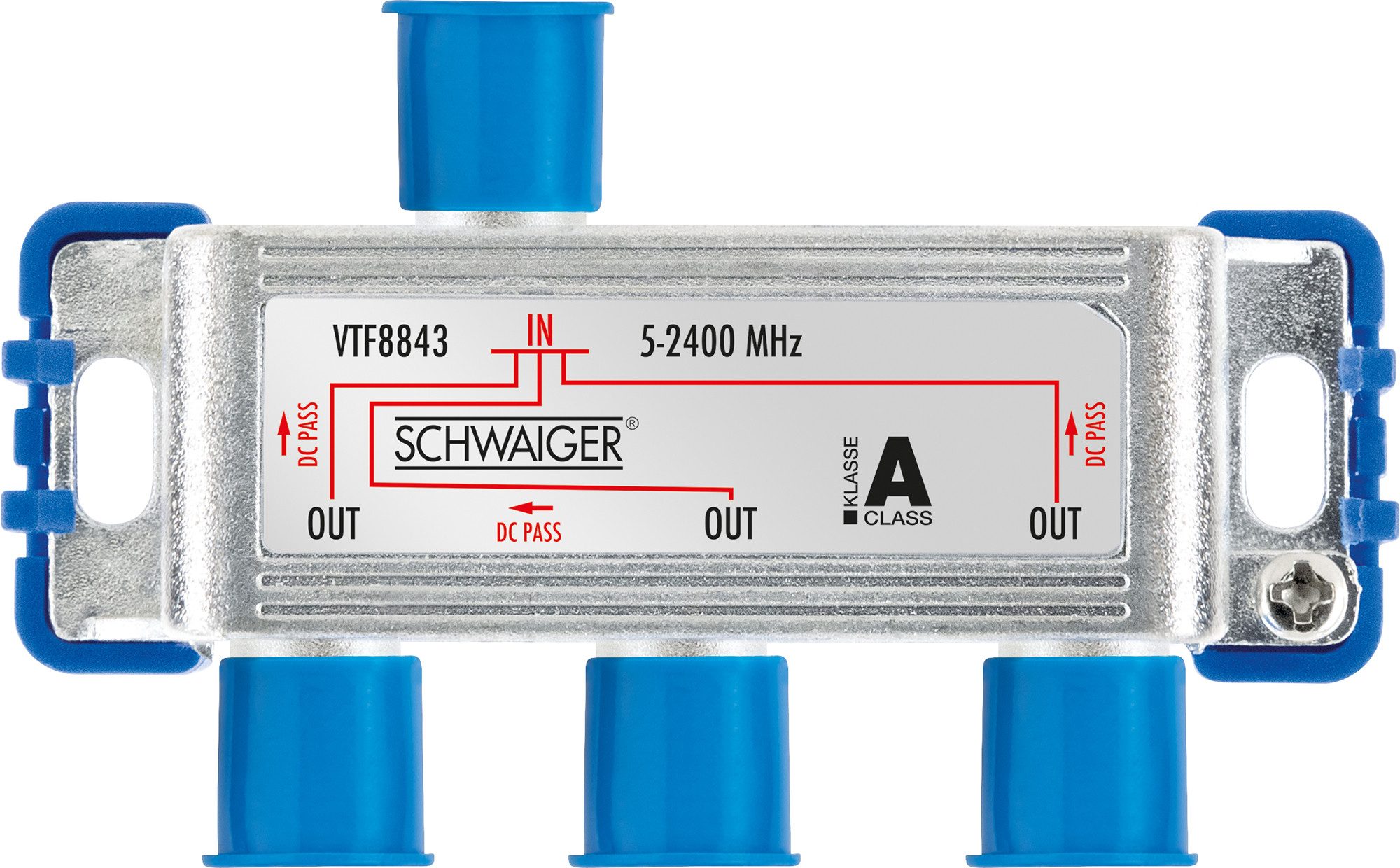 Schwaiger SAT-Verteiler VTF8843 241 (verteilt ein Signal auf drei Teilnehmer), für Kabel-, Antennen- und Satellitenanlagen
