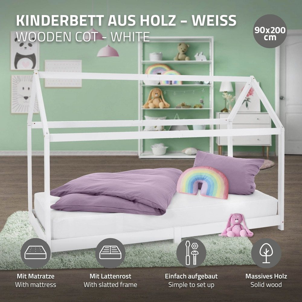 ML-DESIGN Spielbett Hausbett Kinderbett inkl. Lattenrost günstig online kaufen