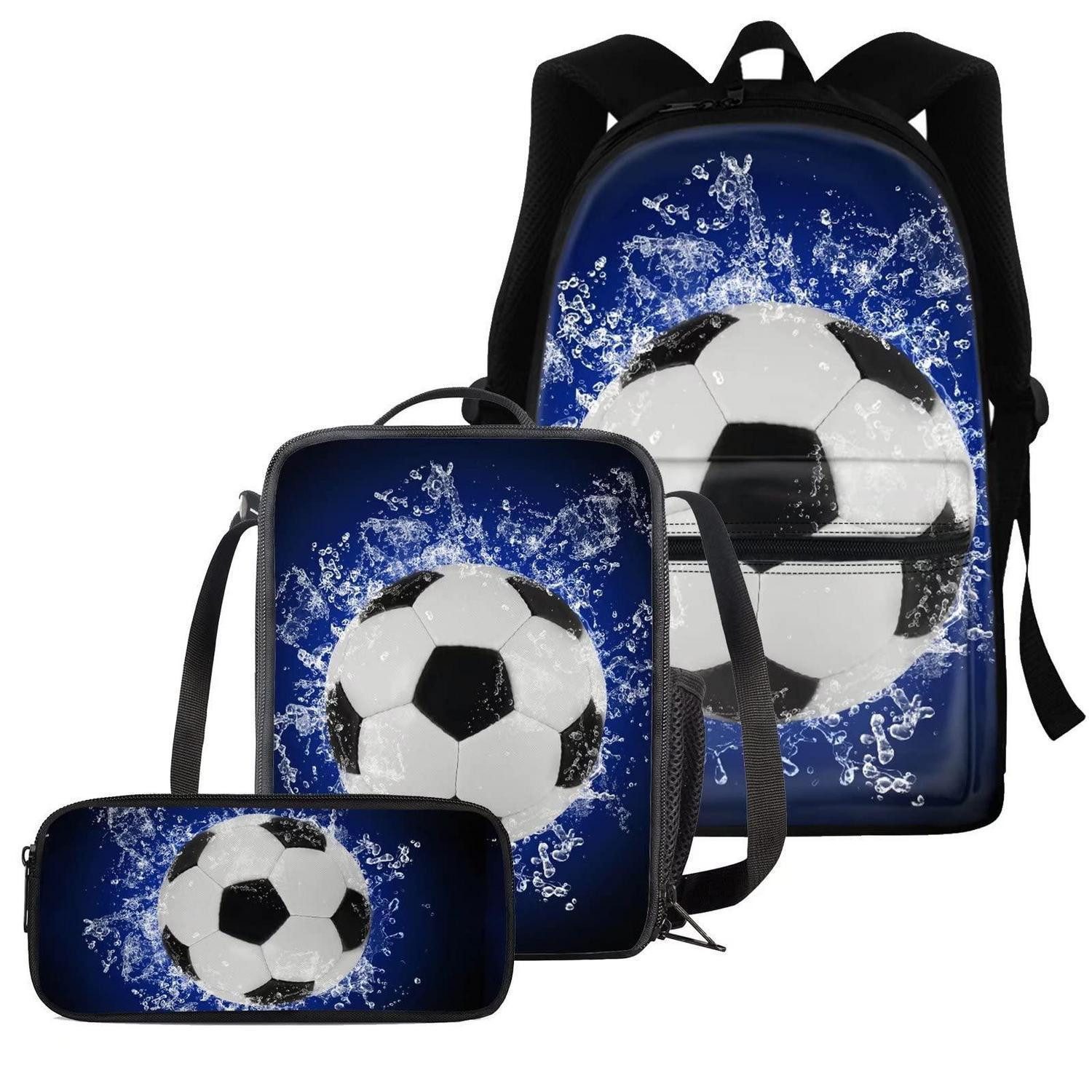 LuxusKollektion Schulranzen 3-in-1 Schultaschen-Set Fußball Blau