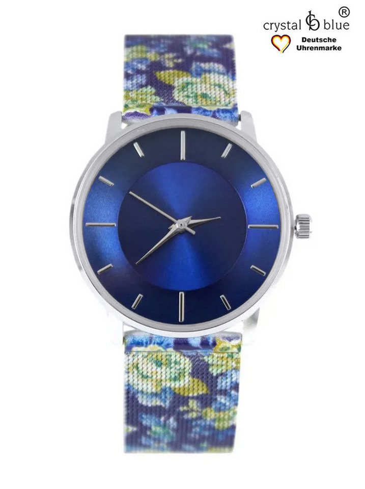 crystal blue Quarzuhr Damenuhr analog Milanaise Mesh Animal Print Leo Zebra & Flower, kostenlose Lieferung