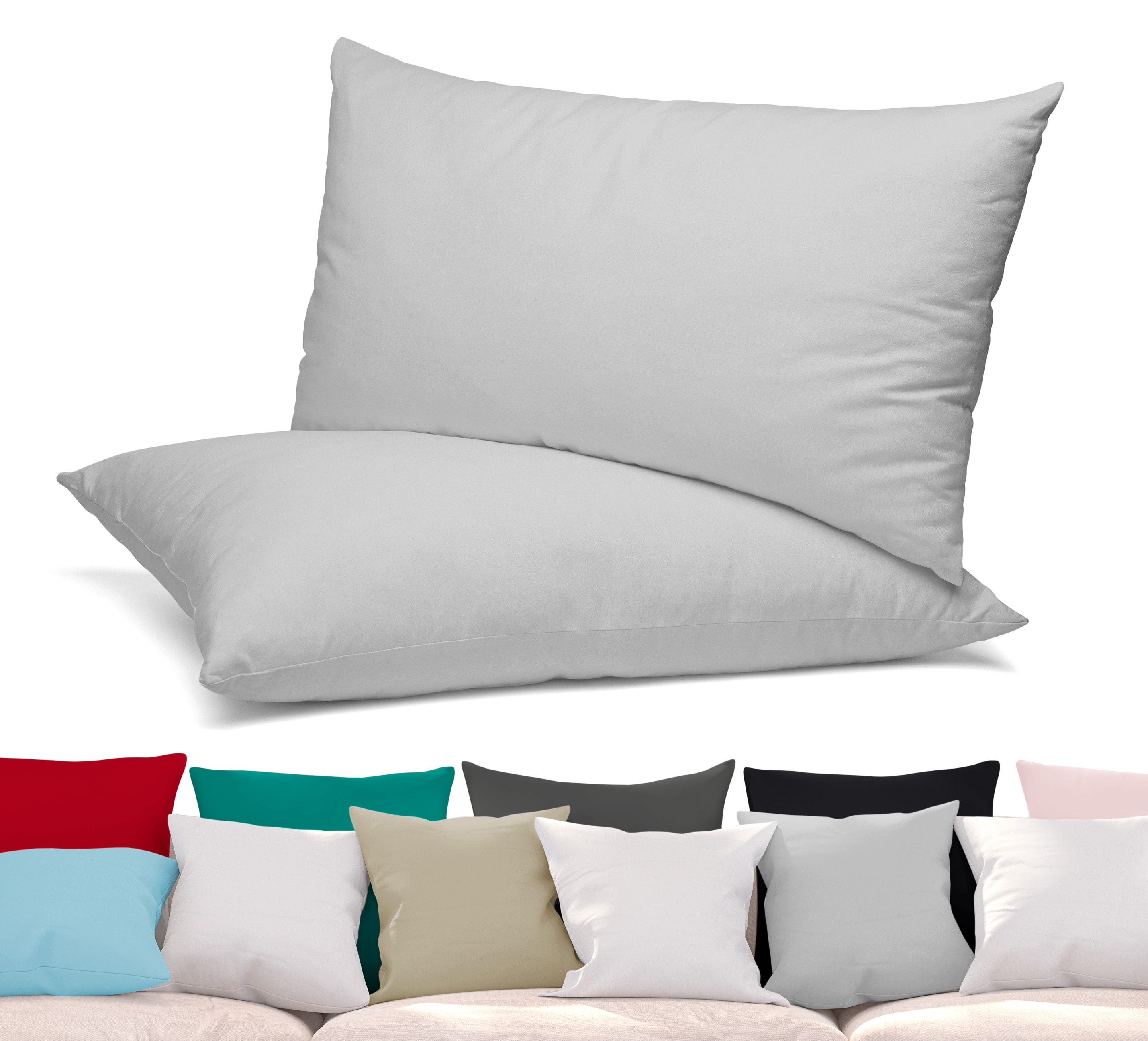 Beautex Kissenhüllen 2er Set Premium Kissenbezug aus Baumwolle, viele Farben, (2 Stück), verdeckter Reißverschluss, Jersey 160g/m², langlebig