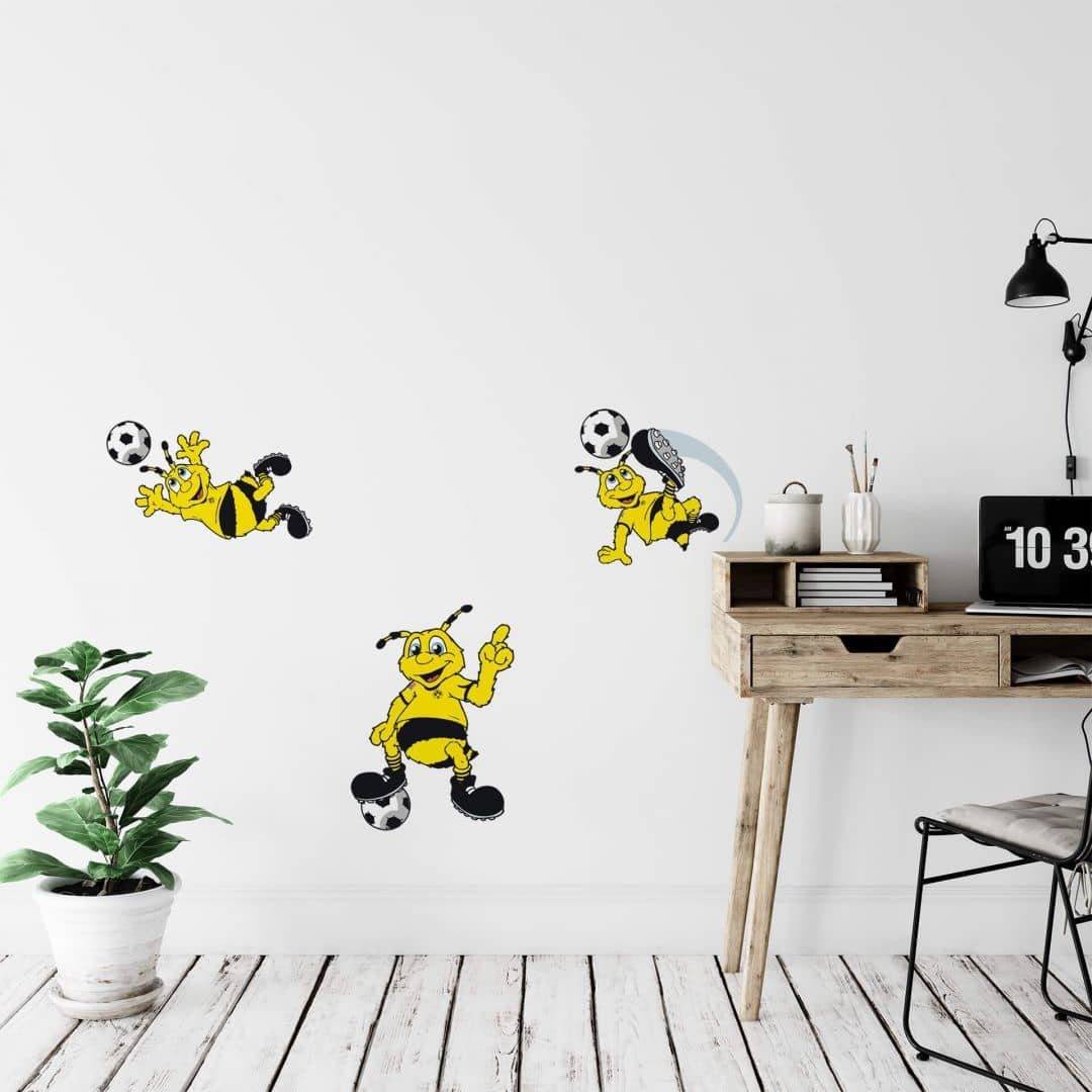 Borussia Dortmund Wandtattoo Fußball Wandtattoo Borussia Dortmund Emma Biene BVB Wohnzimmer Deko, Wandbild selbstklebend, entfernbar