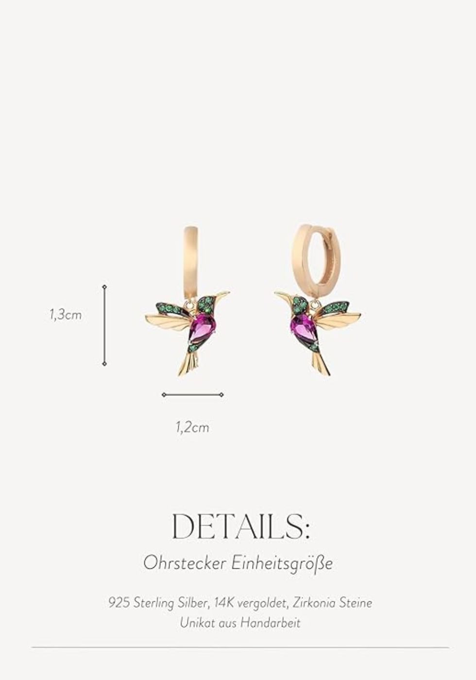 Einzelstück Paar Creolen Ohrringe Kolibri Hoops günstig online kaufen