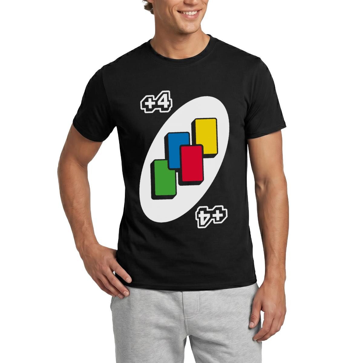 T-Shirt UNO +4 Design Vier-Ziehen-Karte Männer T-Shirt