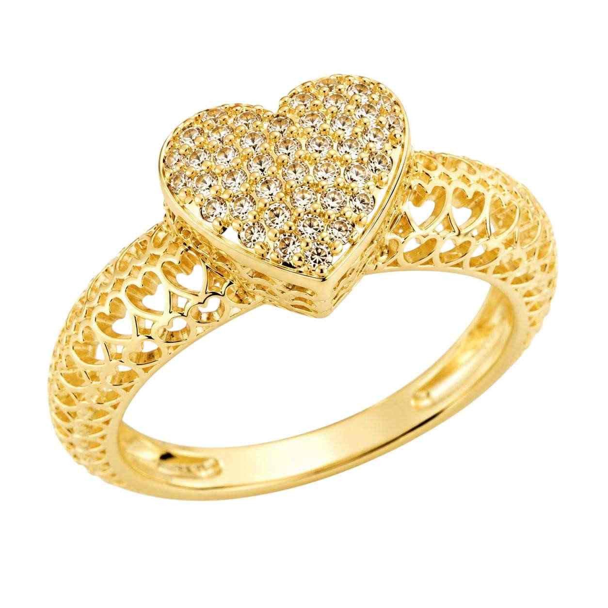 Taffstyle Fingerring Damen Herz Ring Zirkonia Schmuckring Fingerring Elegant glänzend (Damenring mit funkelndem Herzdesign und edler Verarbeitung), Verlobungsring oder perfektes Geschenk für Damen
