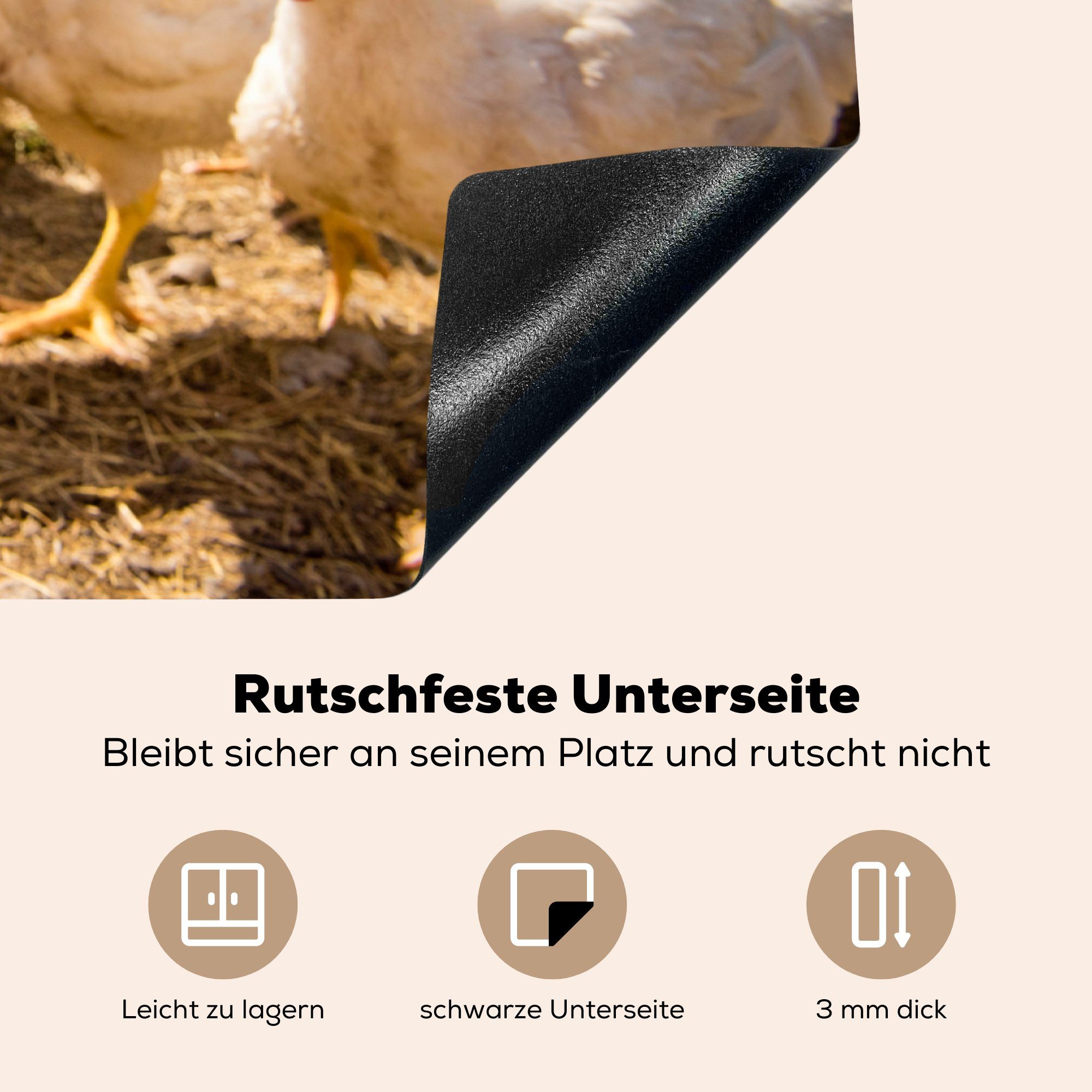 Vinyl, Schutz Induktionskochfeld für Ceranfeldabdeckung die 81x52 küche, cm, (1 Freiland, tlg), Herdblende-/Abdeckplatte im Hühner MuchoWow
