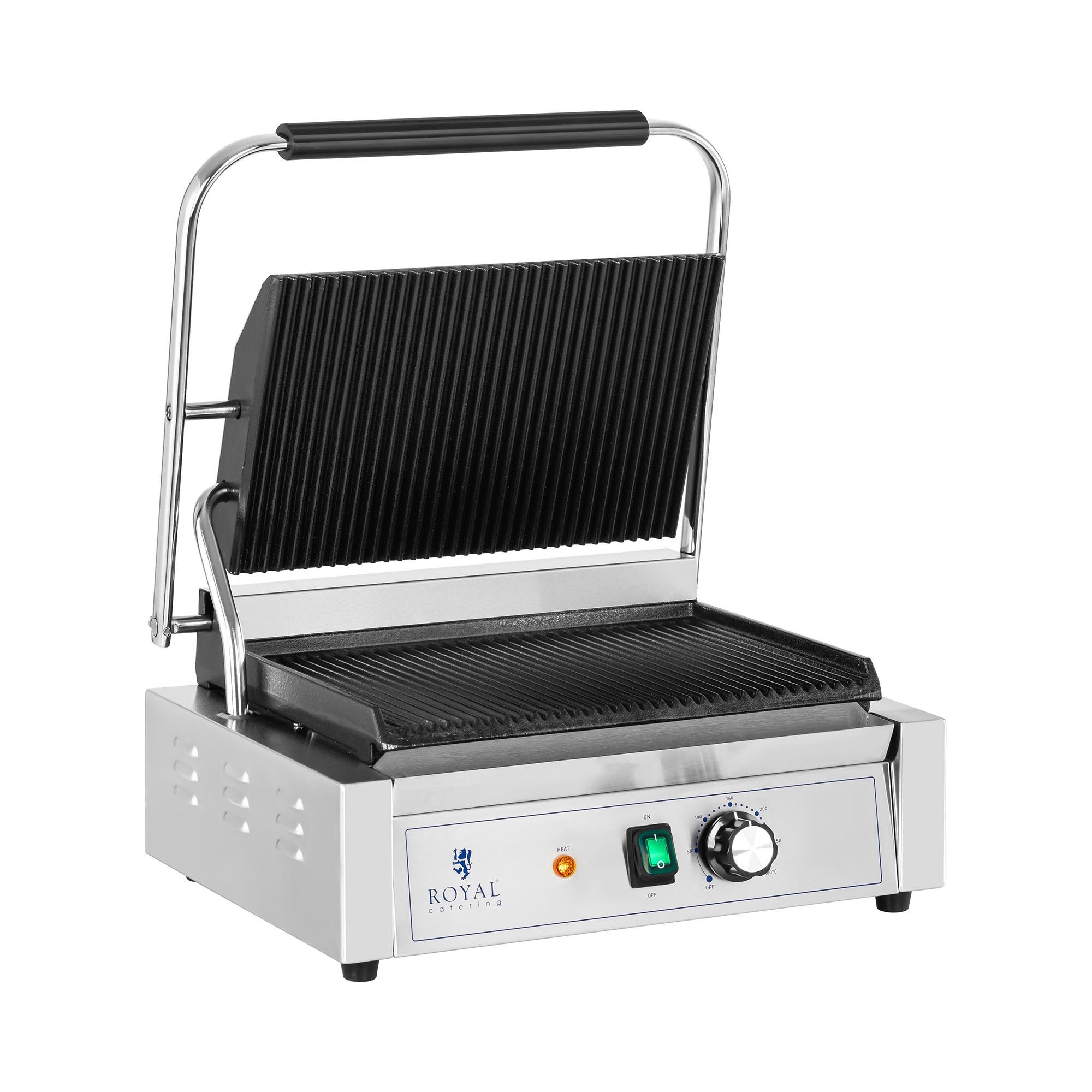 Royal Catering Kontaktgrill Sandwichmaker Gastro 2.200 W geriffelt 33 x 22 cm Toaster 50 - 300 °C, 2200 W