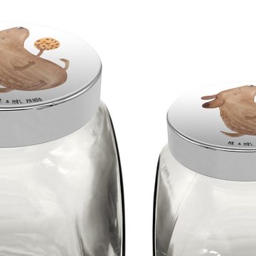Mr. & Mrs. Panda Vorratsglas L 870ml Hund Keks - Weiß - Geschenk, Küchenbehälter, Hundemama, Keksb, Premium Glas, (1-tlg), Design-Highlight