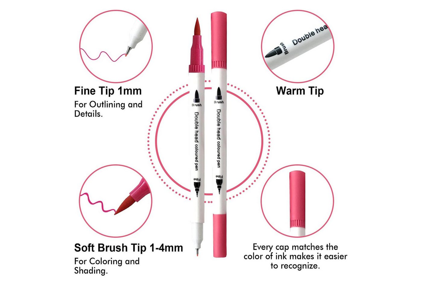 Thumbnail - RWEUOQ Malstift 100 Aquarellstifte Dual Brush Pen Set Filzstifte Dicke und Dünne weiß, (100-tlg), Pinselstifte Permanent...