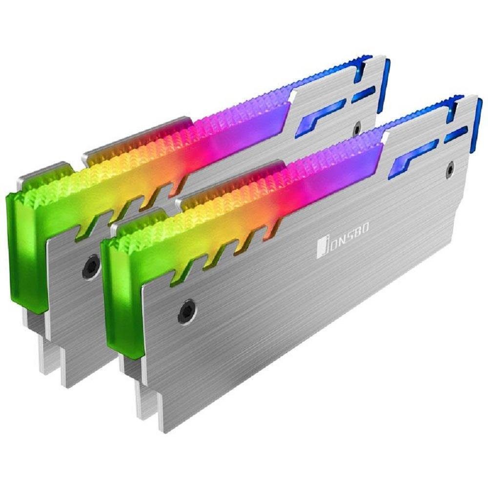 Jonsbo Computer-Kühler NC-3 2x ARGB-RAM Kühler, Aluminium, Silber, mit adressierbarer RGB-Beleuchtung, RGB Beleuchtung