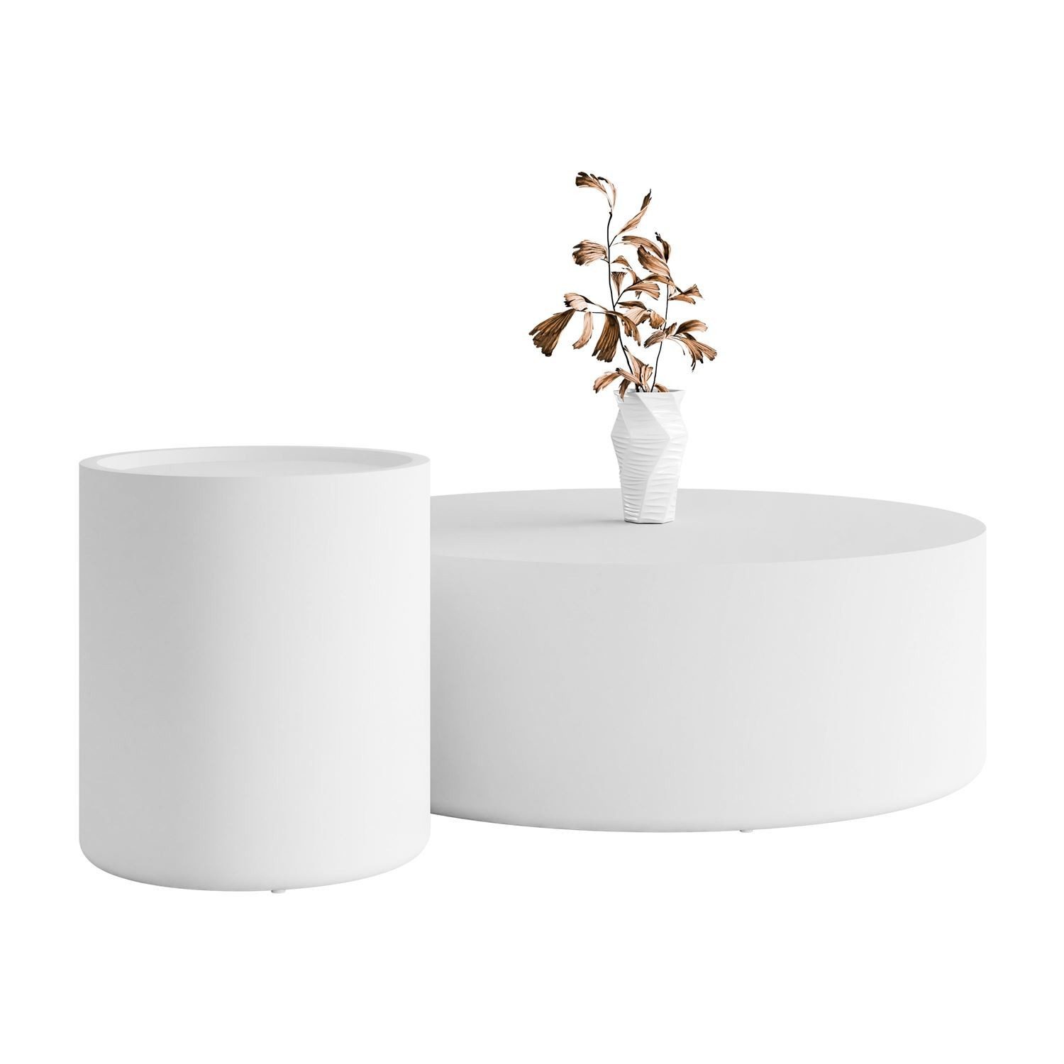 ALLHOUSE24 Couchtisch Set LUMORA 2-teiliges Designer-Set in moderner Eleganz fürs Wohnzimmer (2er Set), Durchmesser: ⌀90 cm & ⌀40 cm