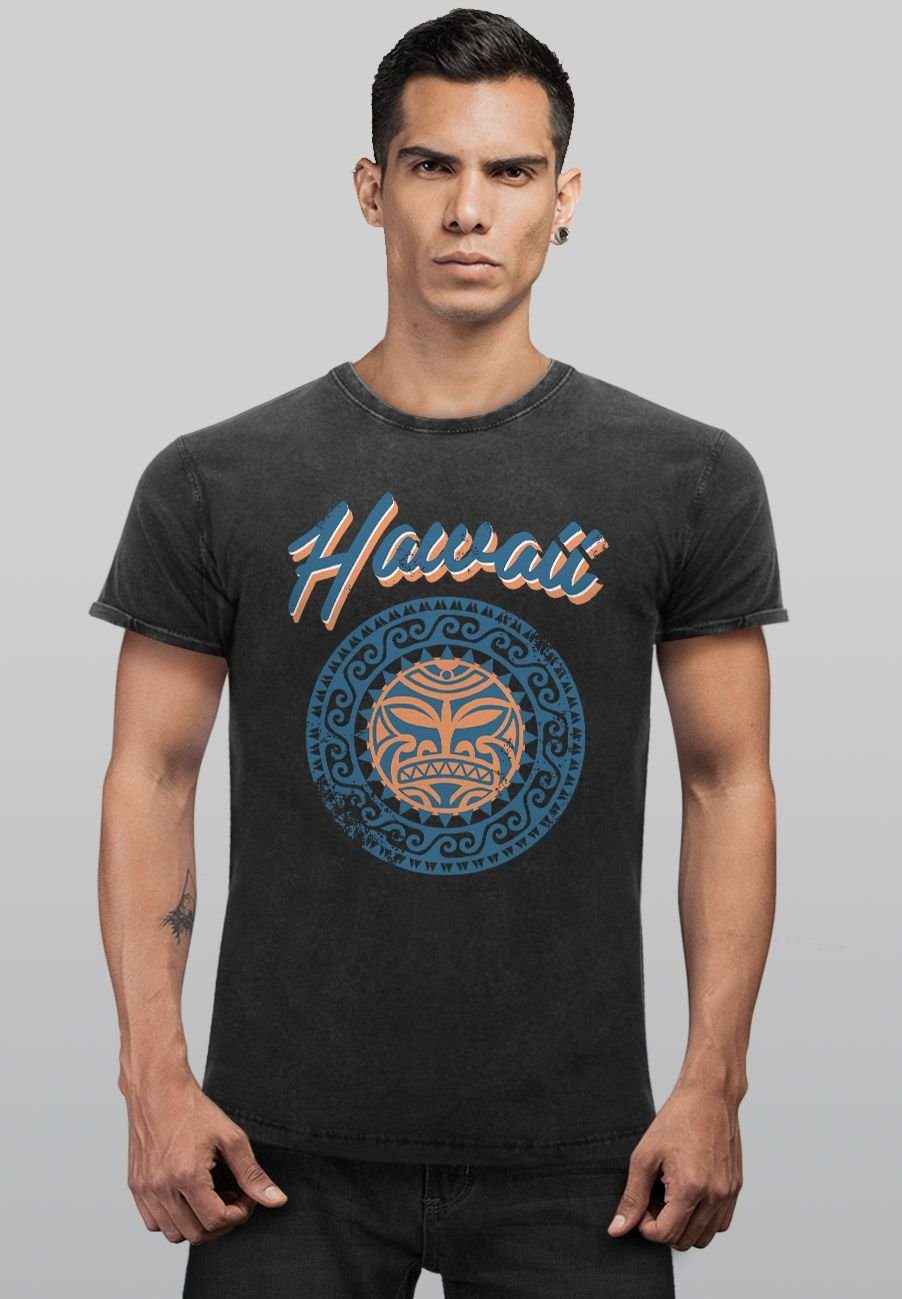 Neverless Print-Shirt Herren T-Shirt Hawaii schwarz mit Tribal Style Maui Ethno Print Tattoo Vintag Printshirt