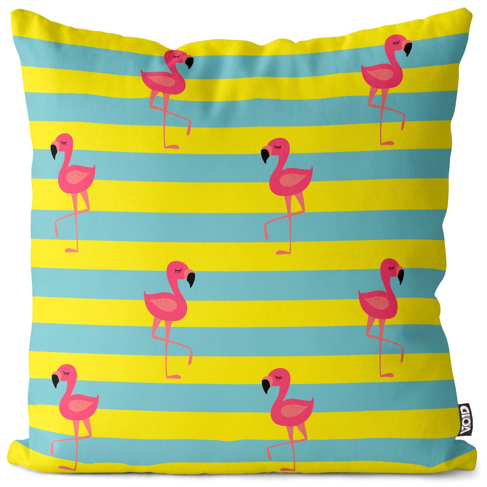 Urlaub Muste Flamingo Sofa-Kissen gelb gestreift Sommer Kissenbezug, Strand VOID Tiere (1 Pool Kissenbezug Reise Stück),