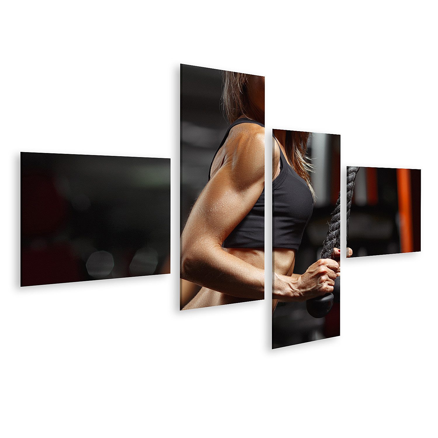 islandburner Leinwandbild Fitness Frau in der Turnhalle Junge Frau macht Fitnessübunge Bilder