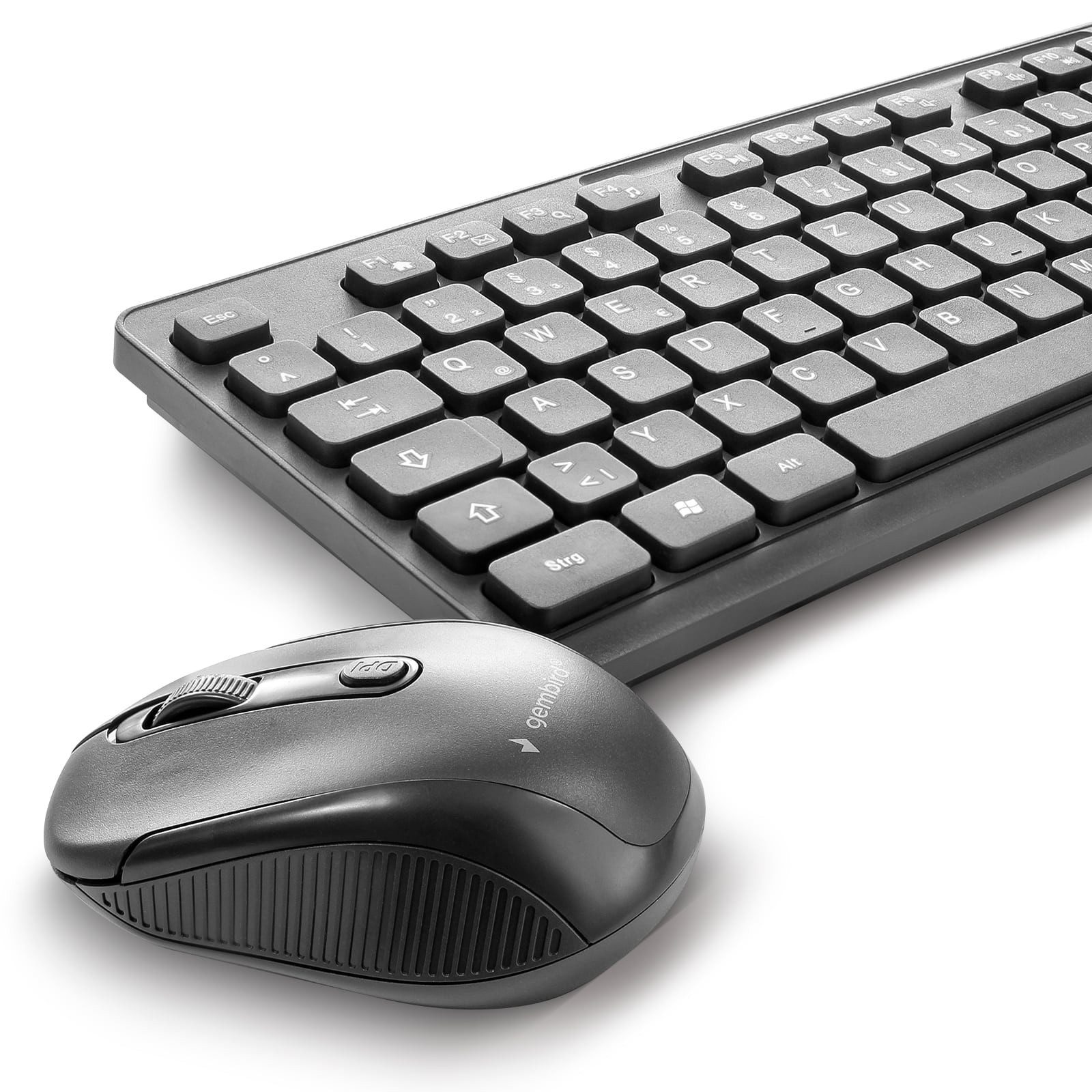 Gembird KBS-WCH-03-DE USB - Ergonomisches Funk Wireless Tastatur- und Maus-Set, Kabellos