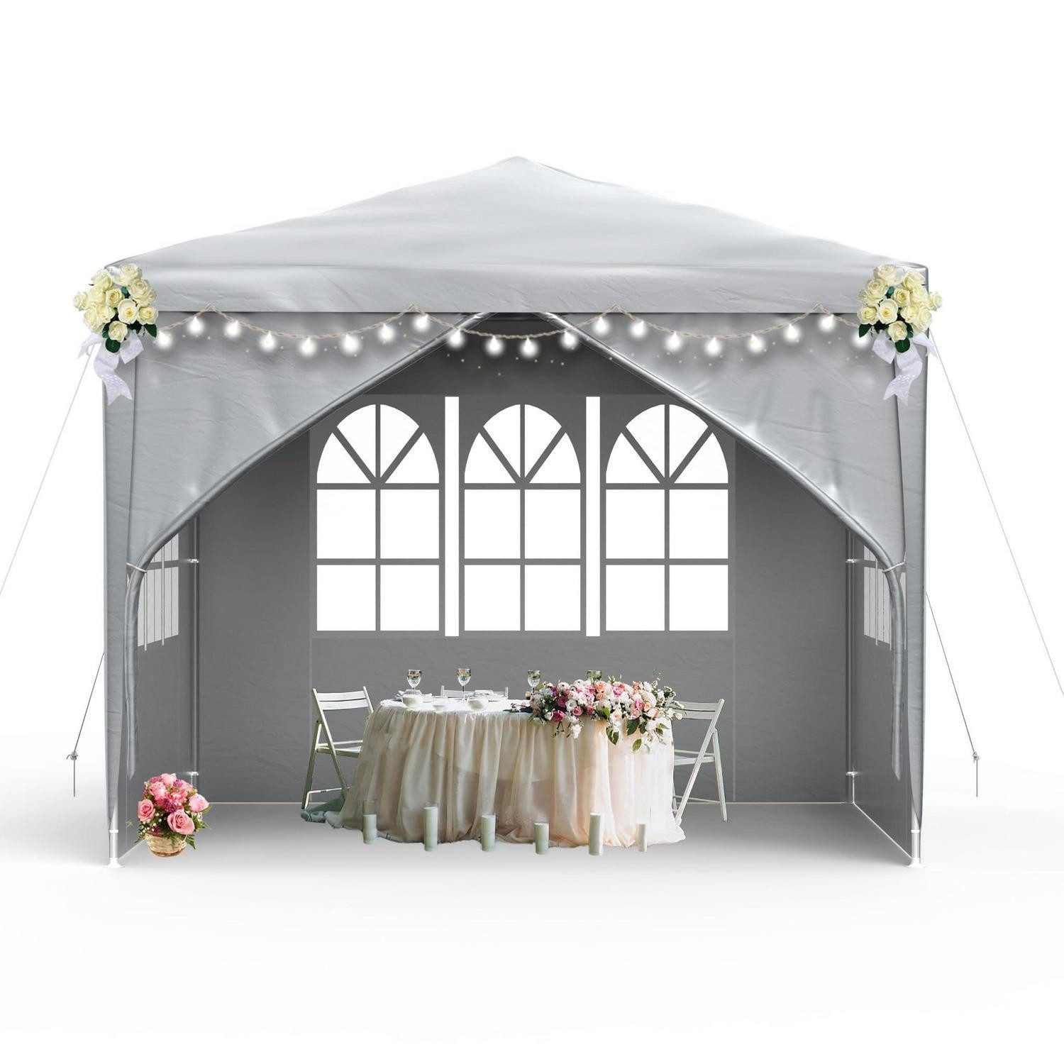 LuxusKollektion Partyzelt Partyzelt 3x3m Grau mit Fenstern