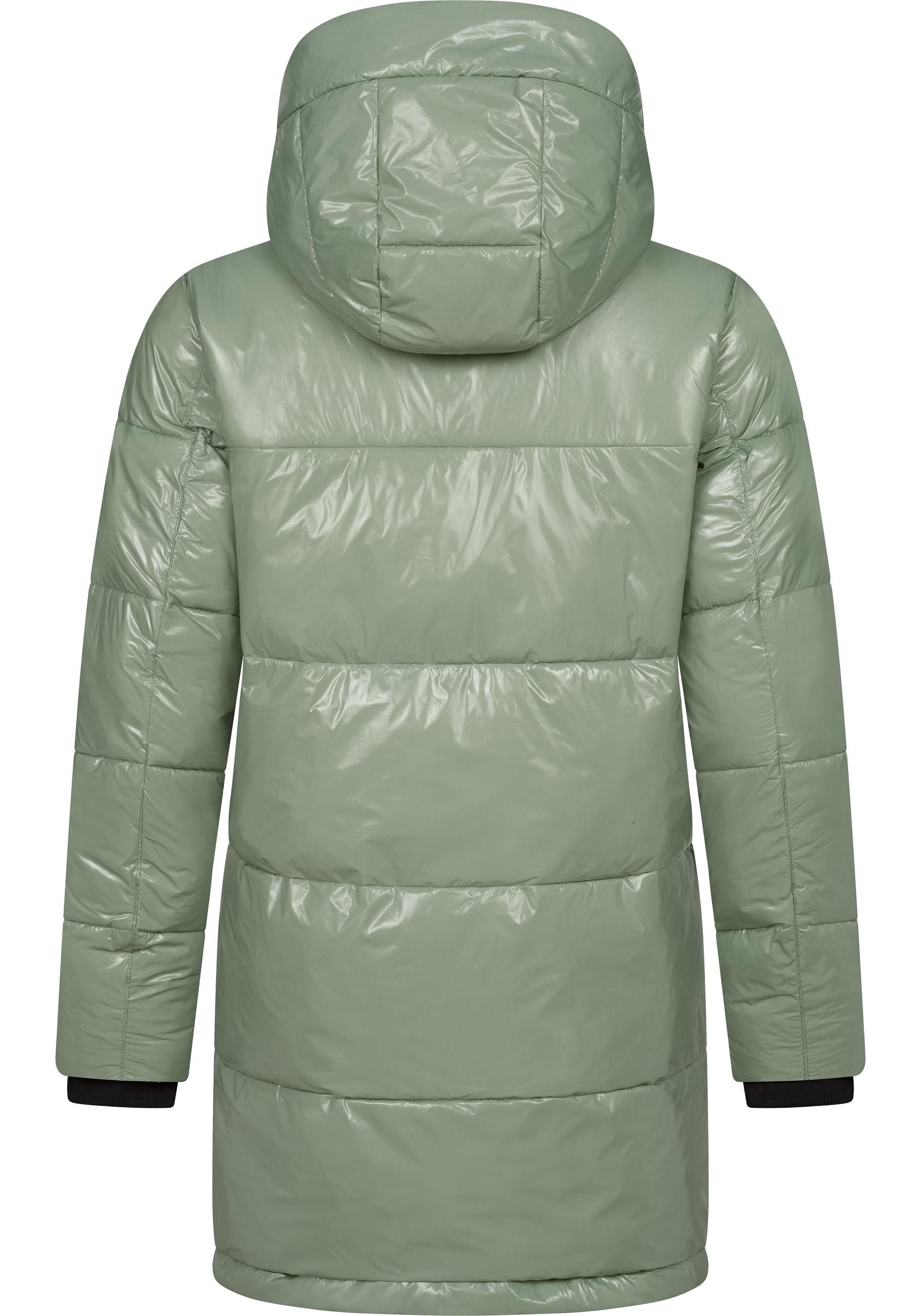 Ragwear Wintermantel Roobie Long super stylischer, gänzender Damen Steppmantel