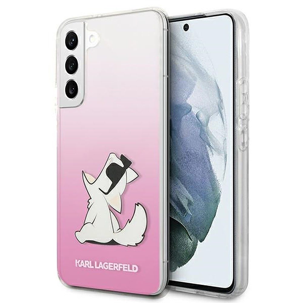 KARL LAGERFELD Handyhülle Schutzhülle Smartphonehülle Motivhülle 6,6 Zoll, Choupette-Motiv, Farbverlauf, Kratz- und Stoßschutz