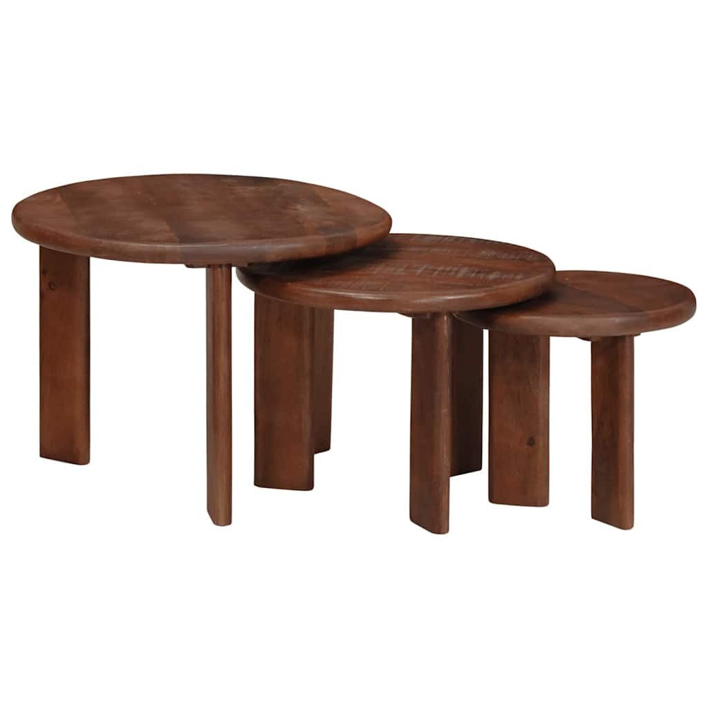 vidaXL Couchtisch Nesting-Couchtische 3 Stk. Dunkelbraun Ø 54 x 40 cm (3-St)