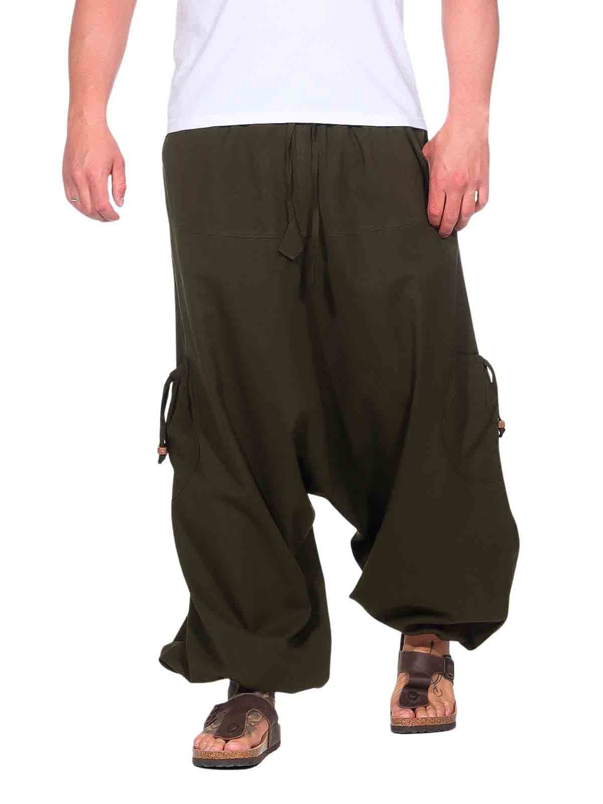 Haremshose Haremshose Herren Unisex Baumwolle – Goa Hose mit Taschen Aladinhose