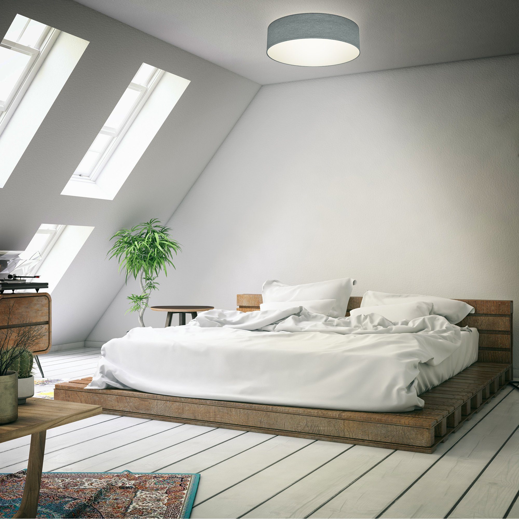 B.K.Licht Deckenleuchte Stoff-Deckenlampe Ø38cm 2-fammig E27 günstig online kaufen