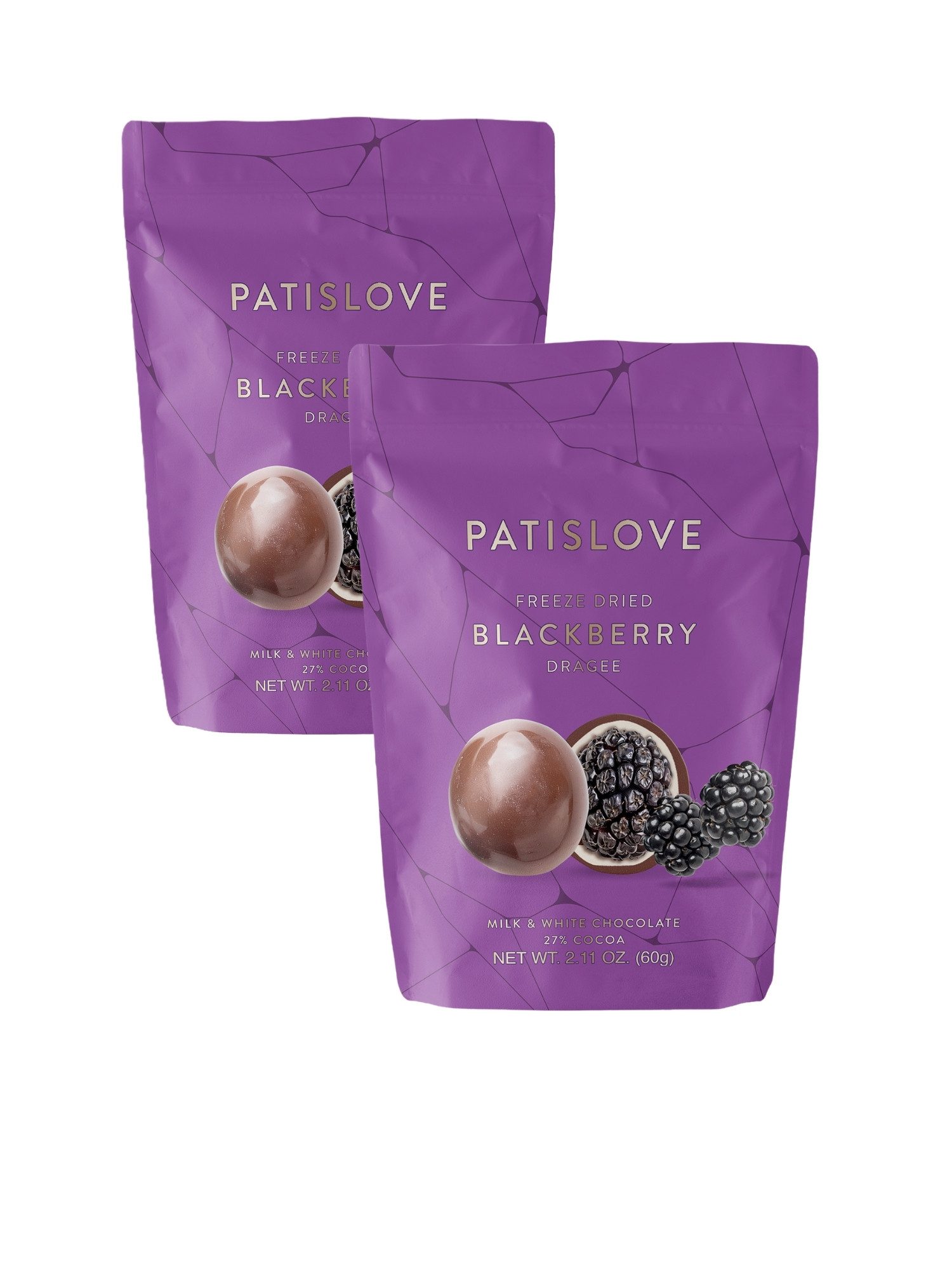 PATISLOVE Schokolade Patislove Brombeer Dragee – Gefriergetrocknet in Schweizer Schokolade, 60 g, Gefriergetrocknet, Mit echter Schweizer Schokolade