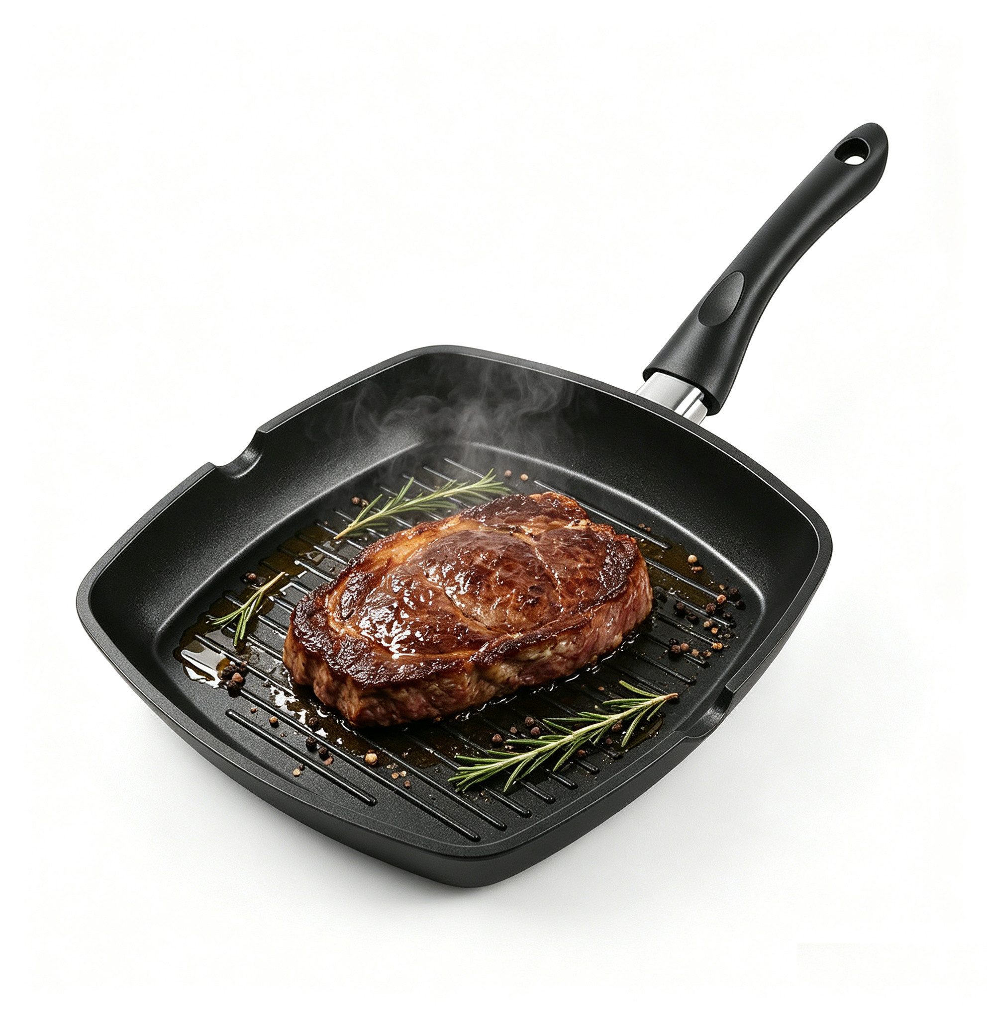 SunJas Grillpfanne 28 x 28cm Steakpfanne mit Griff und Antihaftbeschichtet,Induktion, Aluminium (Für alle Herdarten inklusive Induktionsherd geeignet), Einfach zuzubereiten und leicht zu reinigen