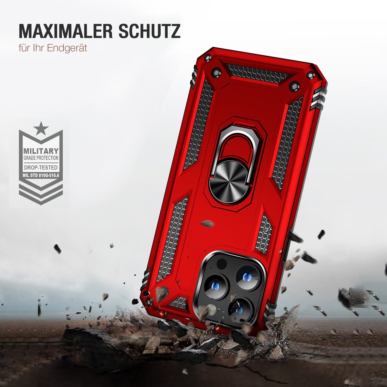 Tec-Expert Handyhülle Outdoor Cover Hülle für Apple iPhone 15 Pro Max 6.7 Zoll, 6.7, Premium Hülle aus verstärktem Polycarbonat
