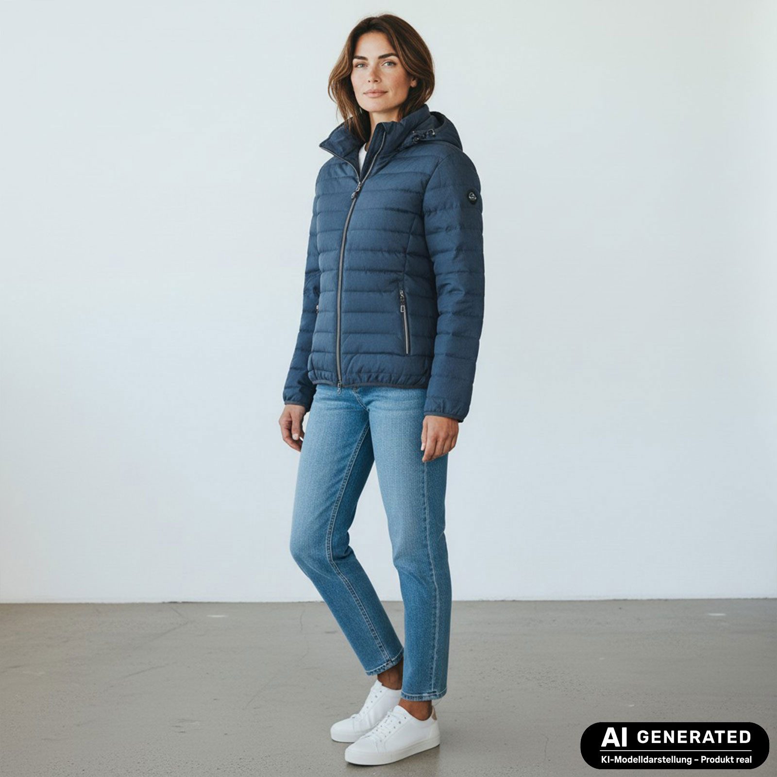 Blue Wave Steppjacke Nina Damen Jacke Nina gesteppt mit abnehmbarer Kapuze in Melange-Optik