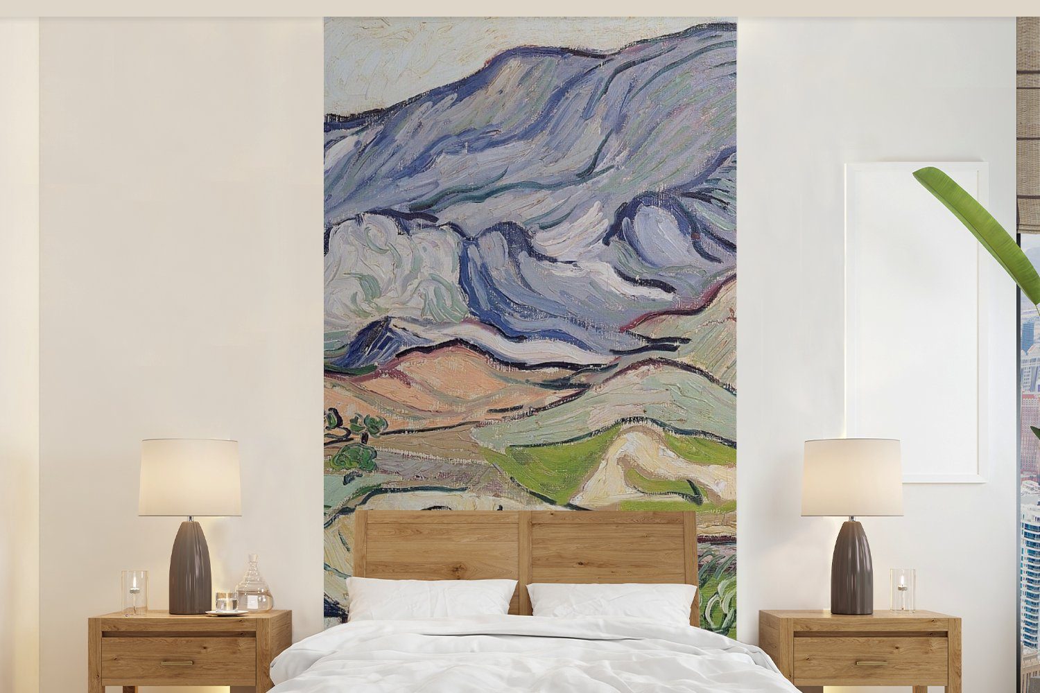 MuchoWow Fototapete Die Alpen - Vincent van Gogh, Matt, bedruckt, (2 St), Vliestapete für Wohnzimmer Schlafzimmer Küche, Fototapete