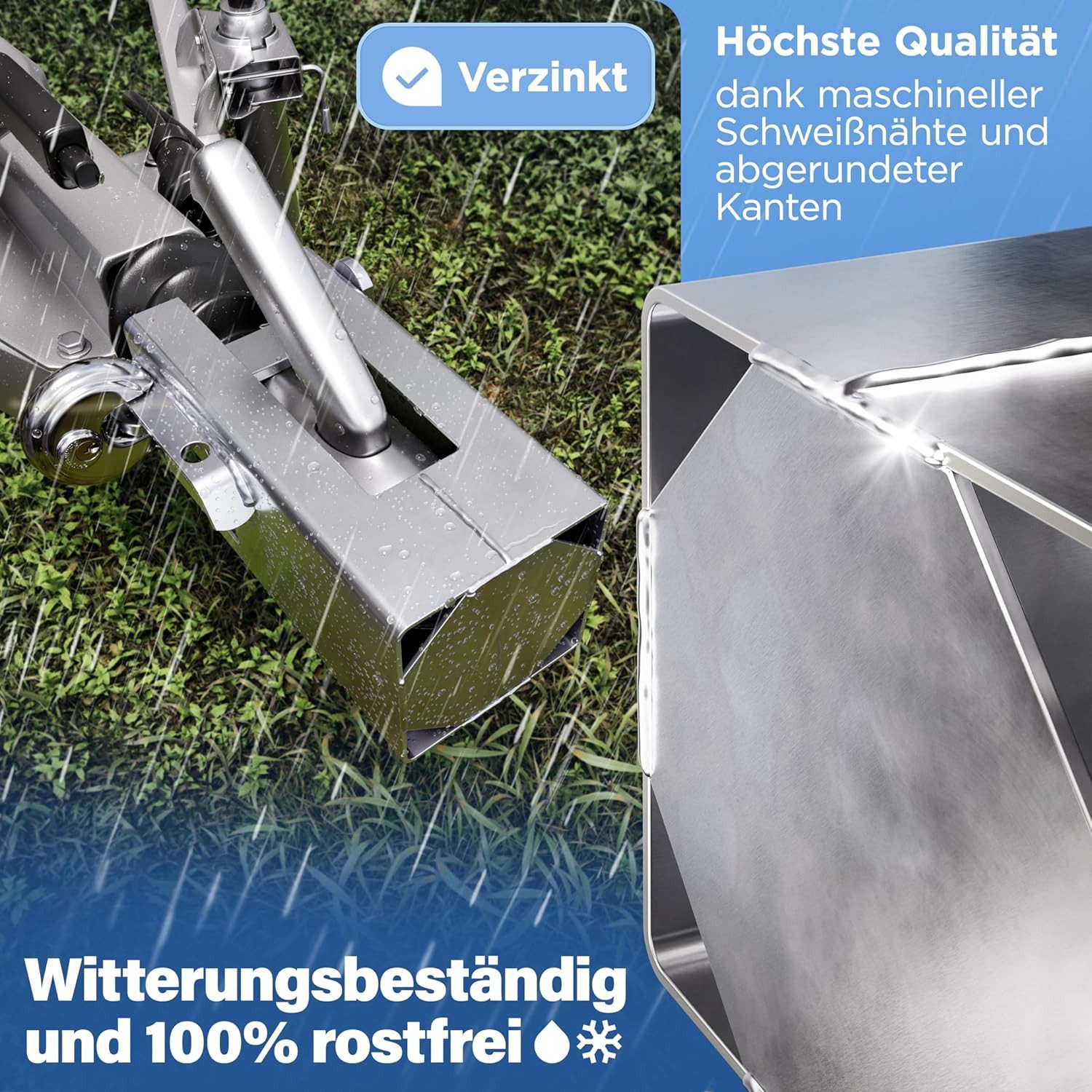 NTG Nutzfahrzeug Technik GmbH Anhängerschloss hochwertig Verzinkt mit Rundschloss Schutz Deagle PKW Diebstahlschutz