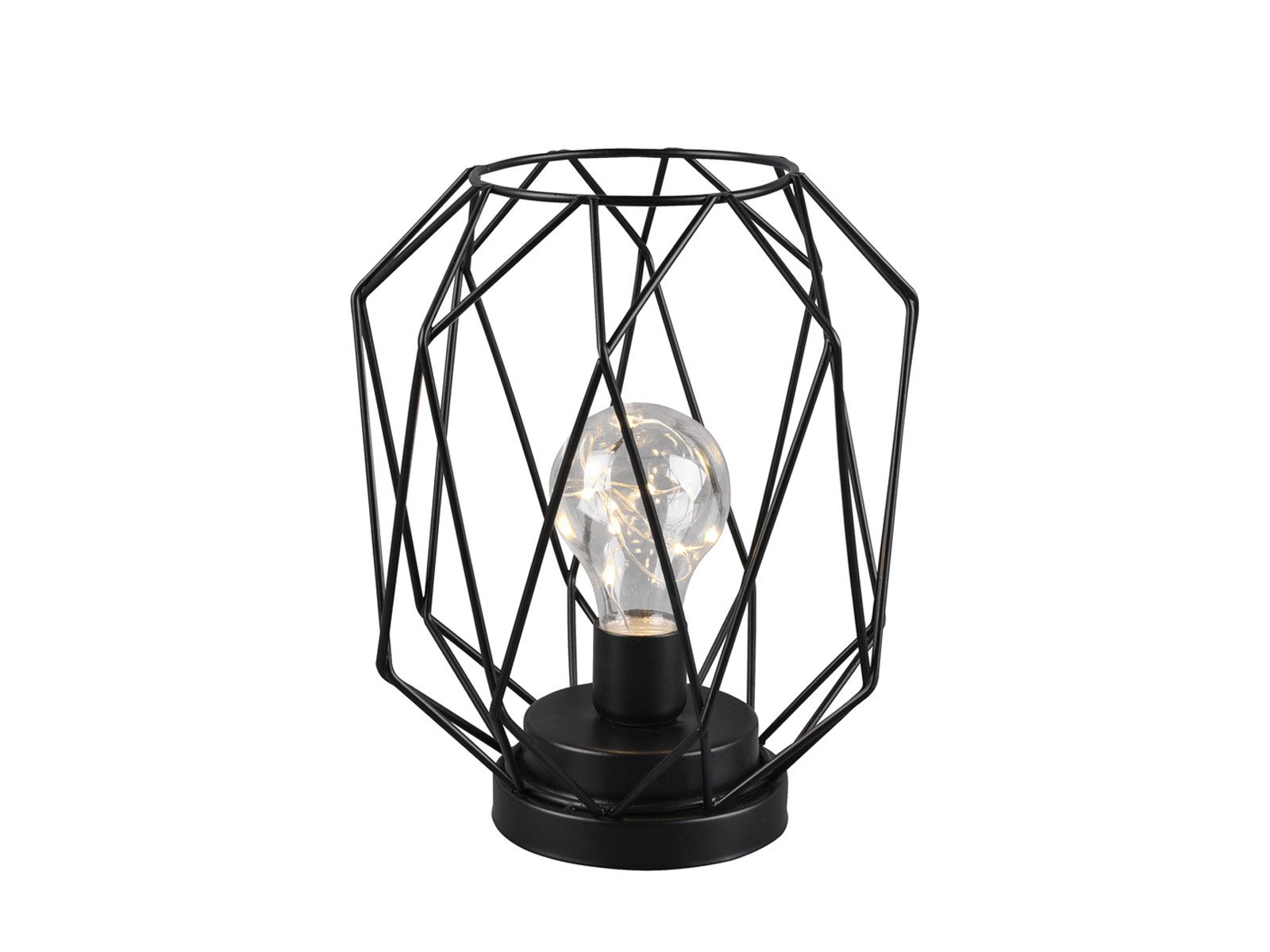 meineWunschleuchte LED Dekolicht kabellos mit Batterie-Betrieb, Höhe 21cm, LED fest integriert, warmweiß, kleine Industrial Tischlampe ohne Kabel für Fensterbank & Kommoden