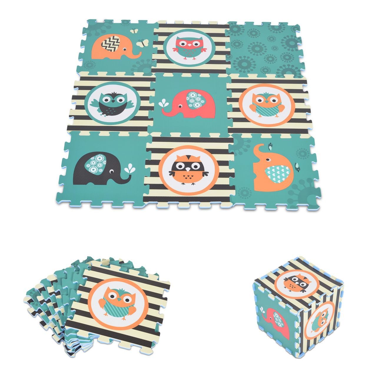Moni Spielmatte 9-teilig (9-St), 31 x 31 cm, EVA-Schaum, Puzzleteppich, ab 10 Monaten, Spielmatte