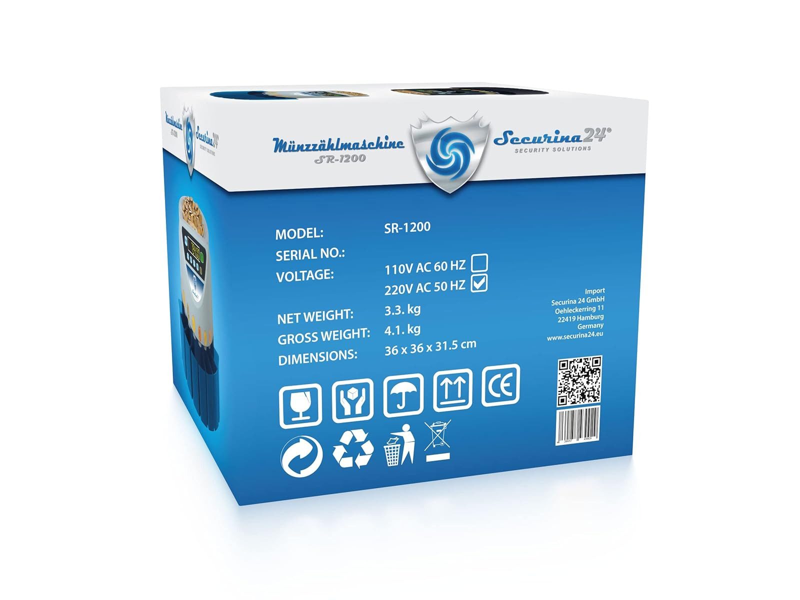 Securina24 Spardose SR-1200 LCD Münzzähler Münzzählmaschine – Bild 4 von 5