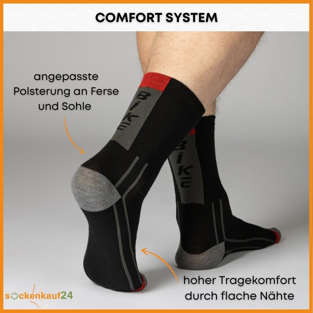 sockenkauf24 Funktionssocken Coolmax Fahrrad-Socken für Herren & Damen (3xSchwarz, 3-Paar, 35-38) Atmungsaktive Radsport Socken 50301P WP