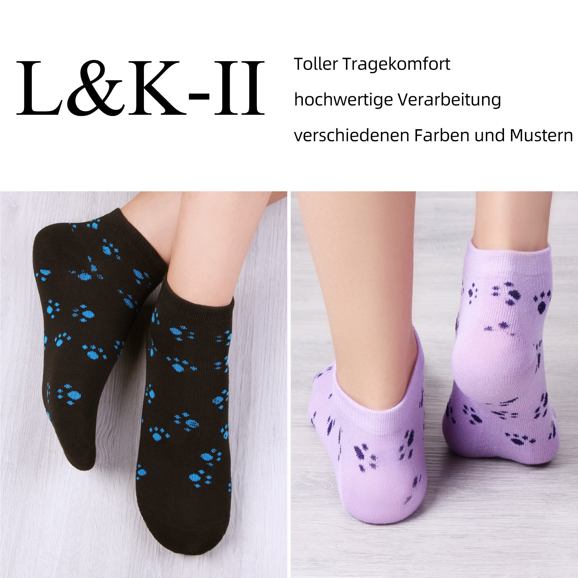 Libella Sneakersocken 92279-92276 (12er-Pack) 12 Paar Damen Sneaker Socken mit verschiendenen Motiven