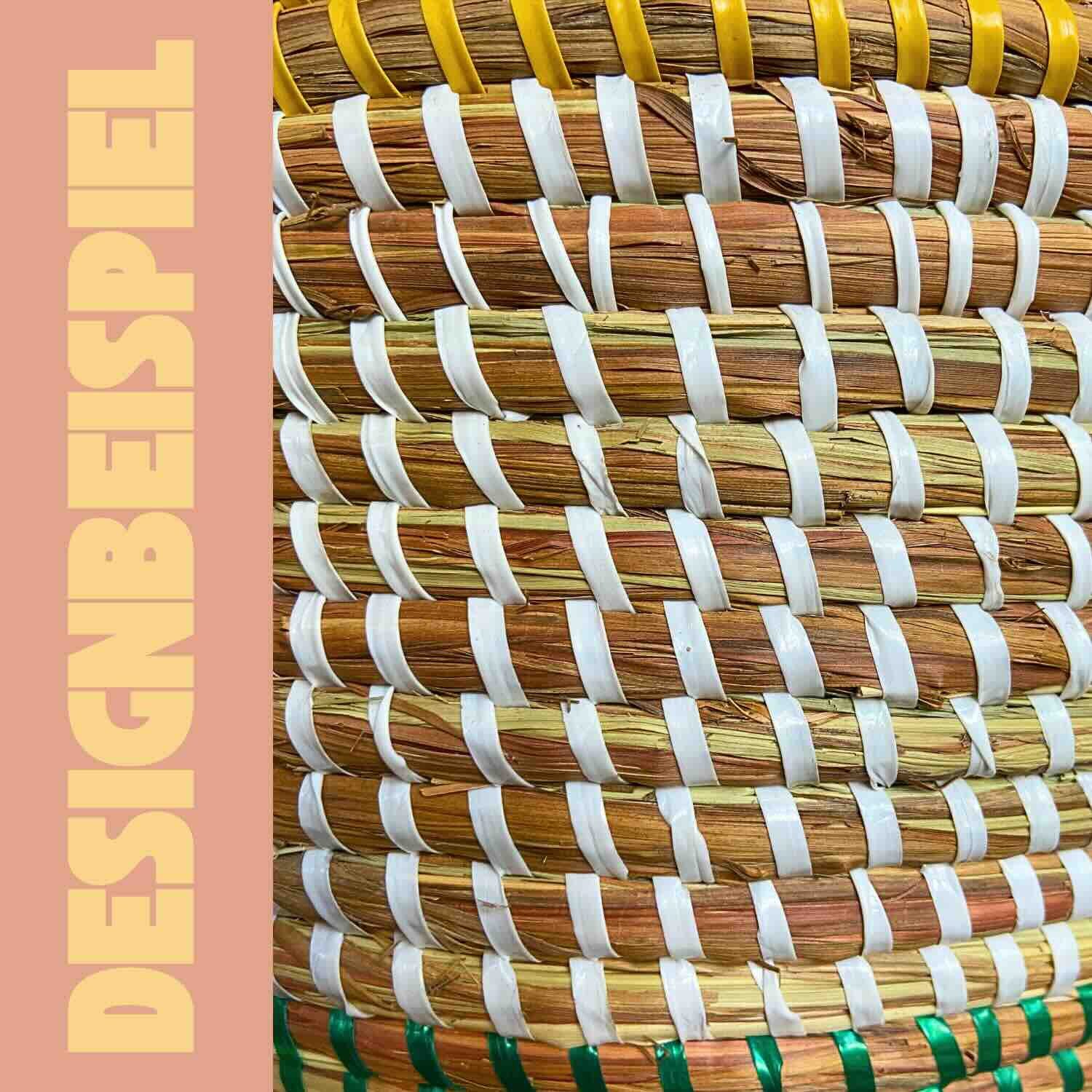 Wäschekorb Wäschekorb Senegal XXL - Bold Stripes - Grün/Gelb, Handgeflochtener Wäschekorb aus traditionellem Kunsthandwerk