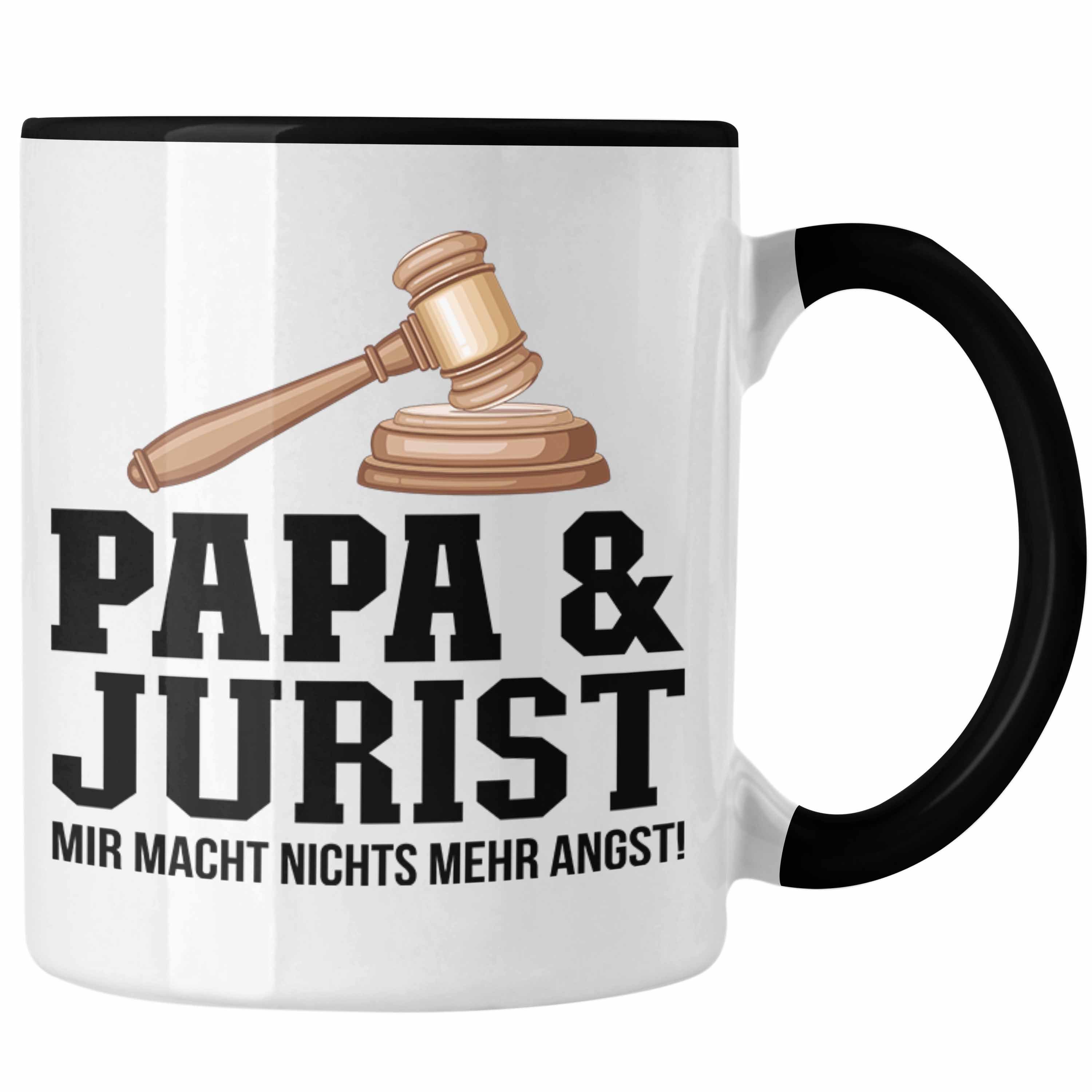 Trendation Tasse Trendation - Papa und Jurist Tasse Geschenkidee Vater für Jura Juriste Schwarz