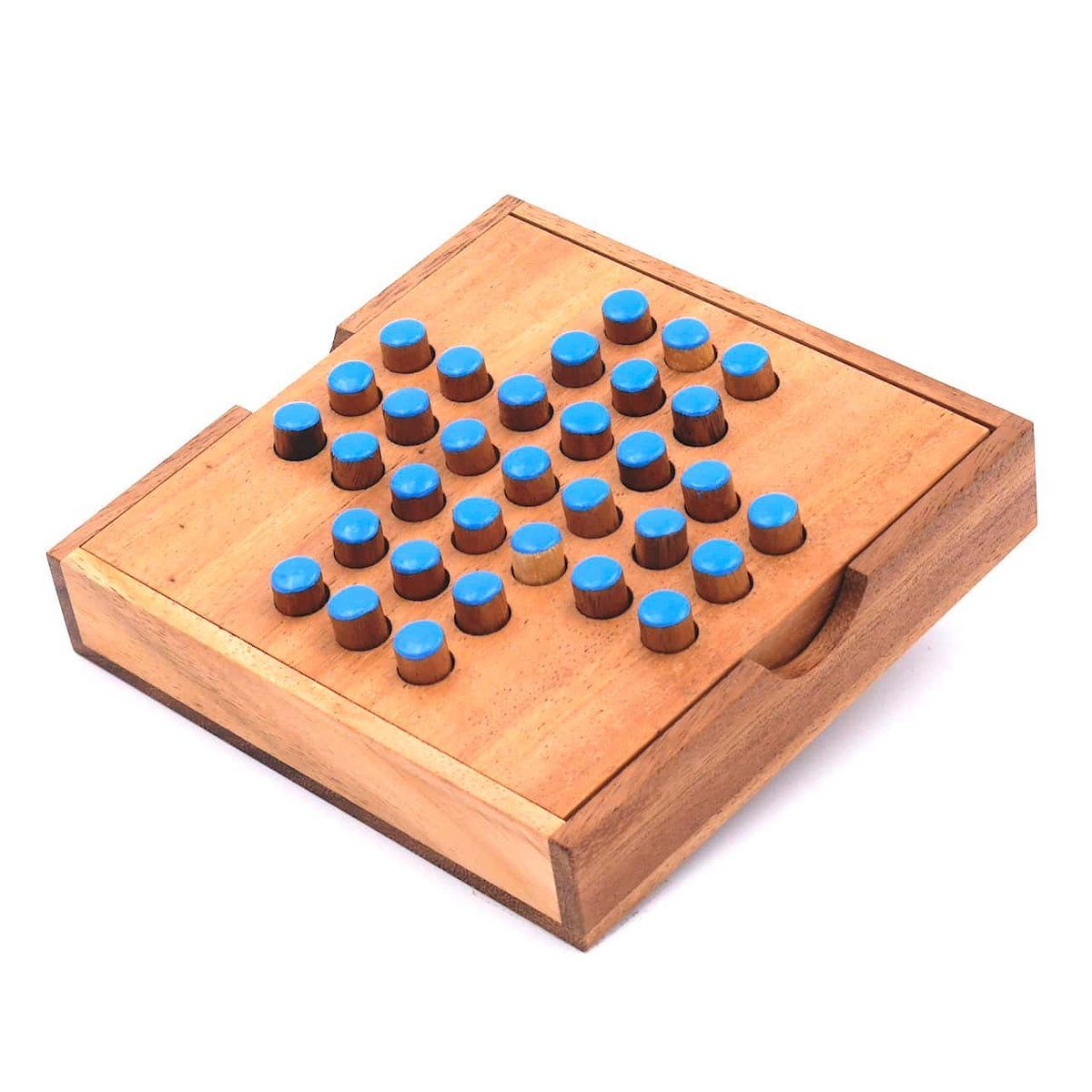 ROMBOL Denkspiele Spiel Solitaire - unterhaltsamer Klassiker aus edlem Holz, Steckspiel, Holzspiel
