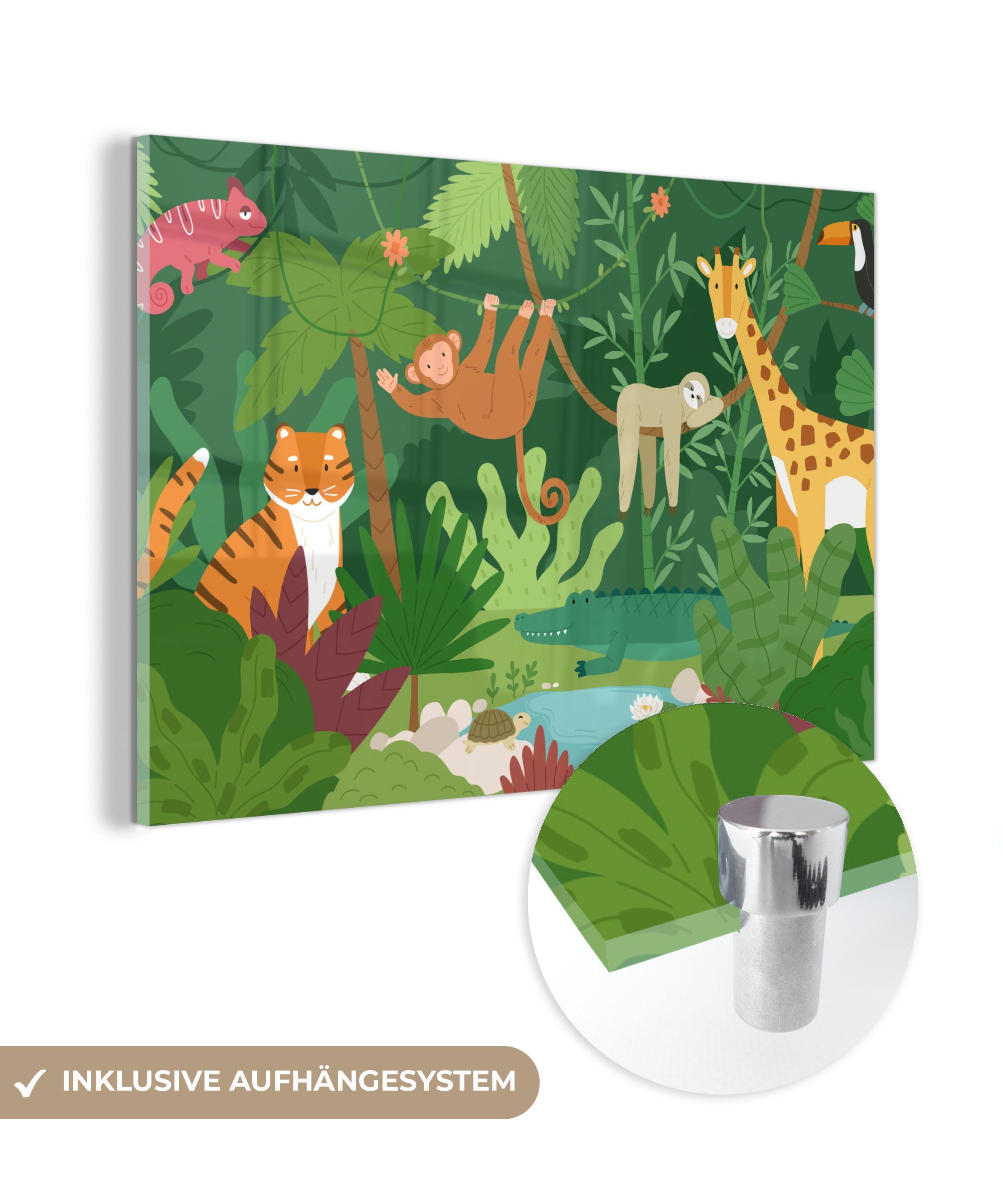 MuchoWow Acrylglasbild Dschungel - Tiere - Natur, (1 St), Acrylglasbilder Wohnzimmer & Schlafzimmer
