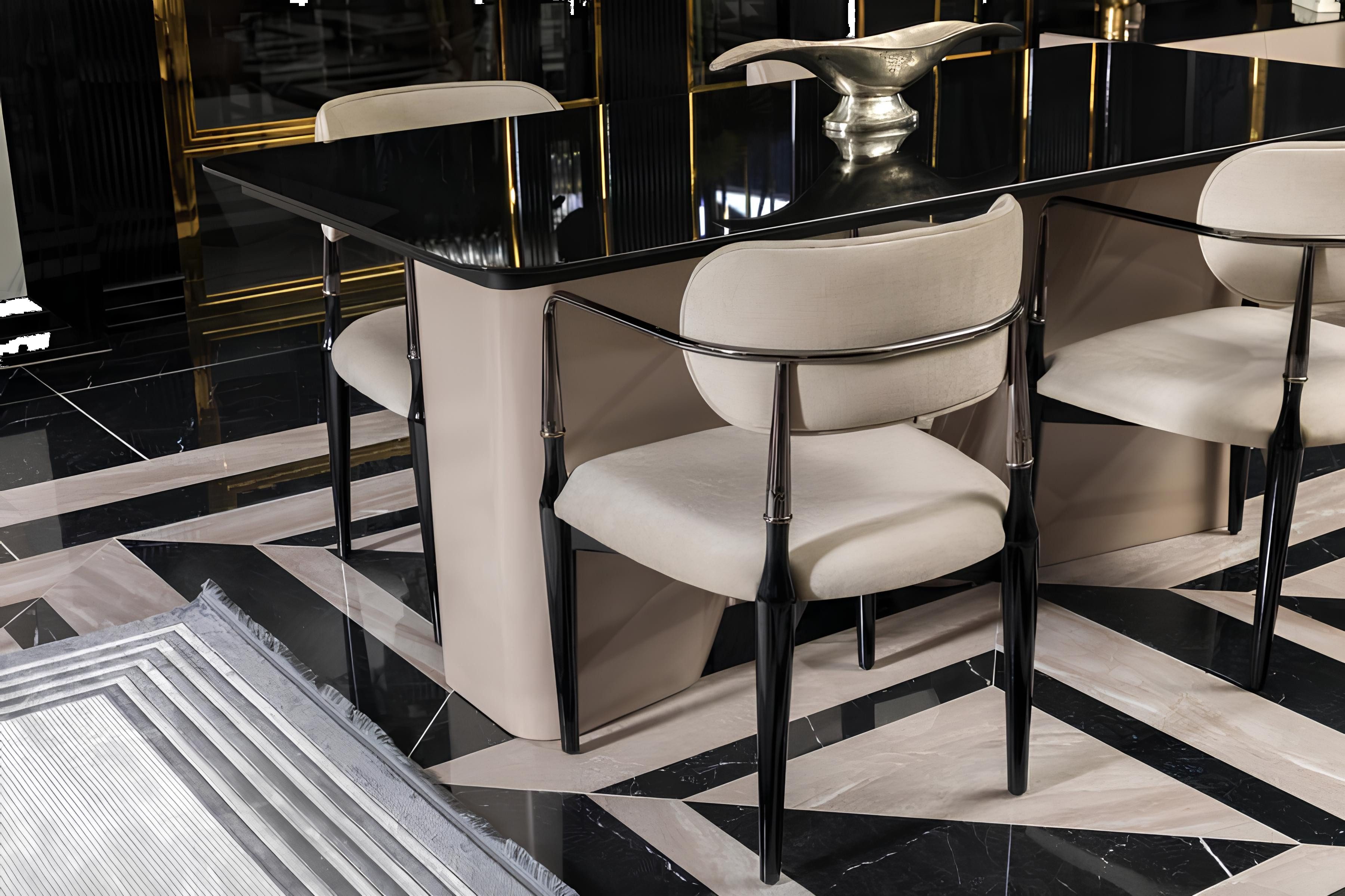 Armlehnstuhl Exklusiver Beige Stuhl im Design für Wohn- und Esszimmer aus Holz mit