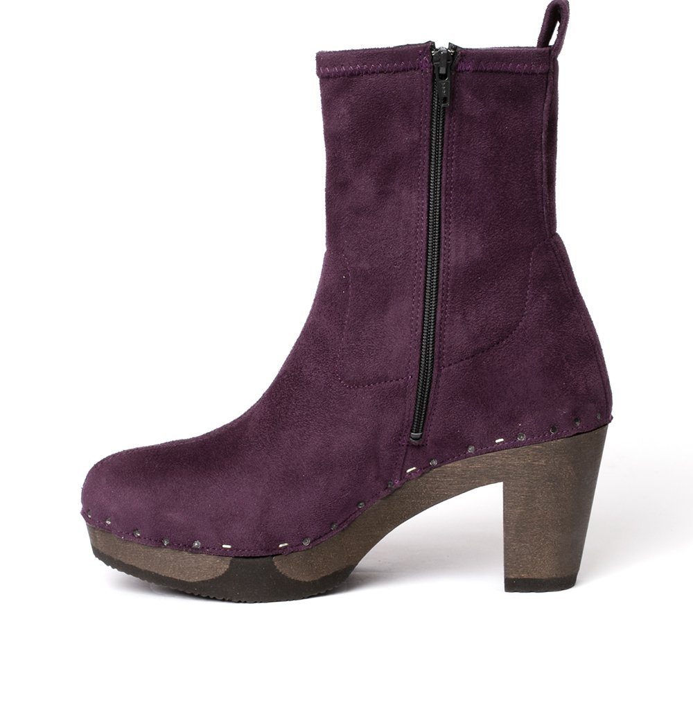 Softclox FABIA vegan Velourseffekt viola (dunkel), Winter, Holz, Clogs, Damen, Stiefelette