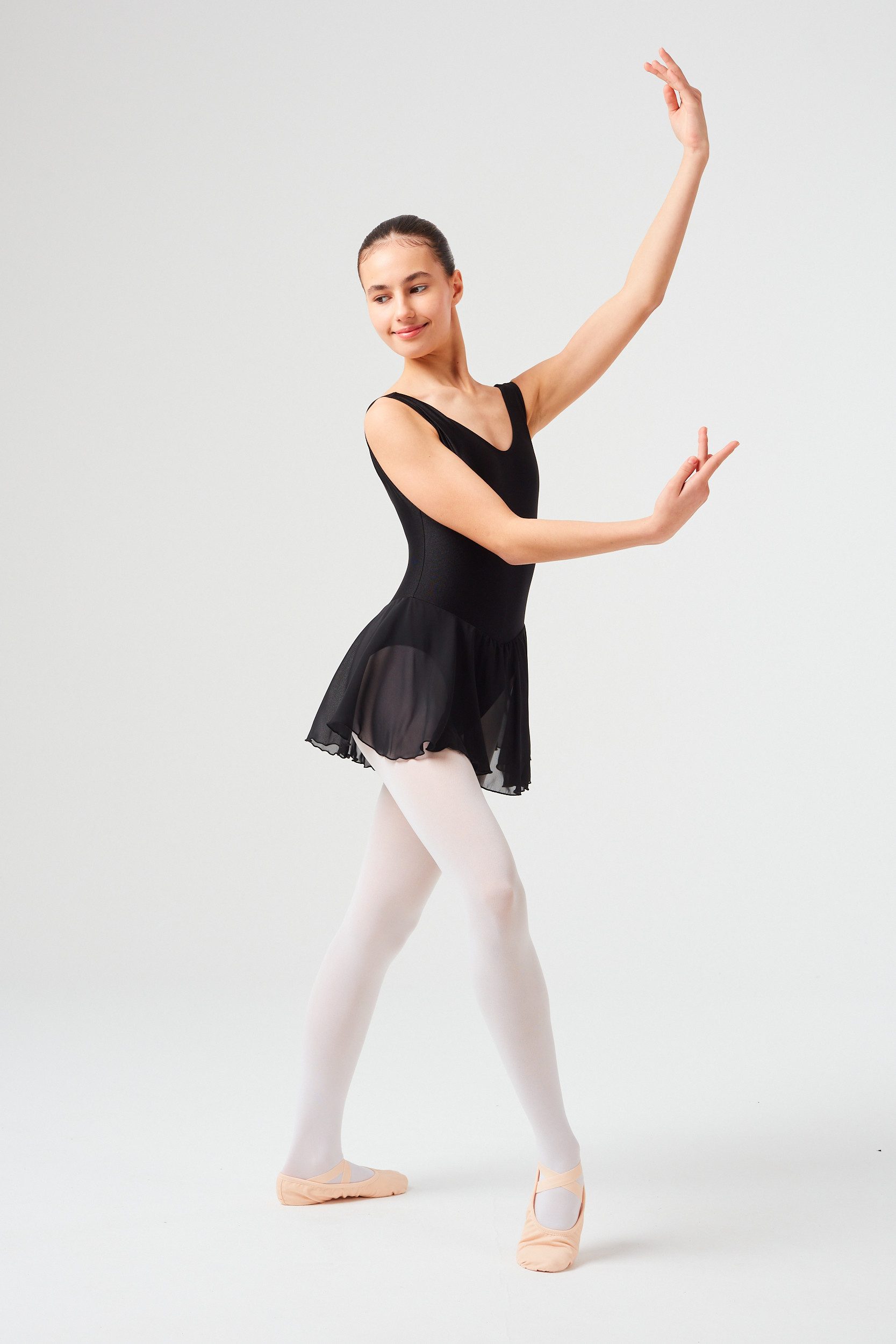 tanzmuster Chiffonkleid Ballettkleid Polly aus glänzendem Lycra Ballett Trikot für Mädchen mit Chiffonrock